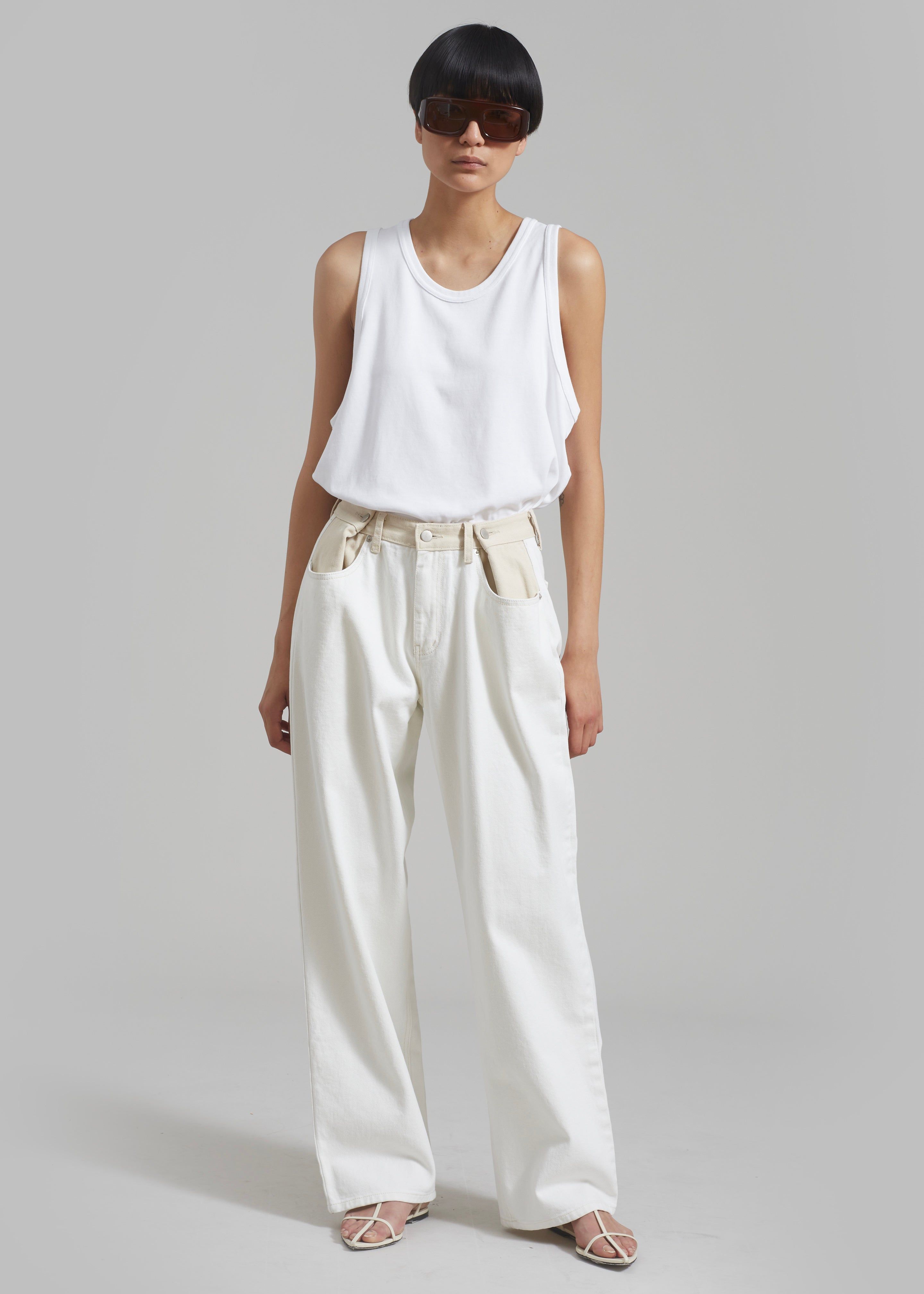 Hayla Contrast Denim Pants - Off White sold by Frankie Shop