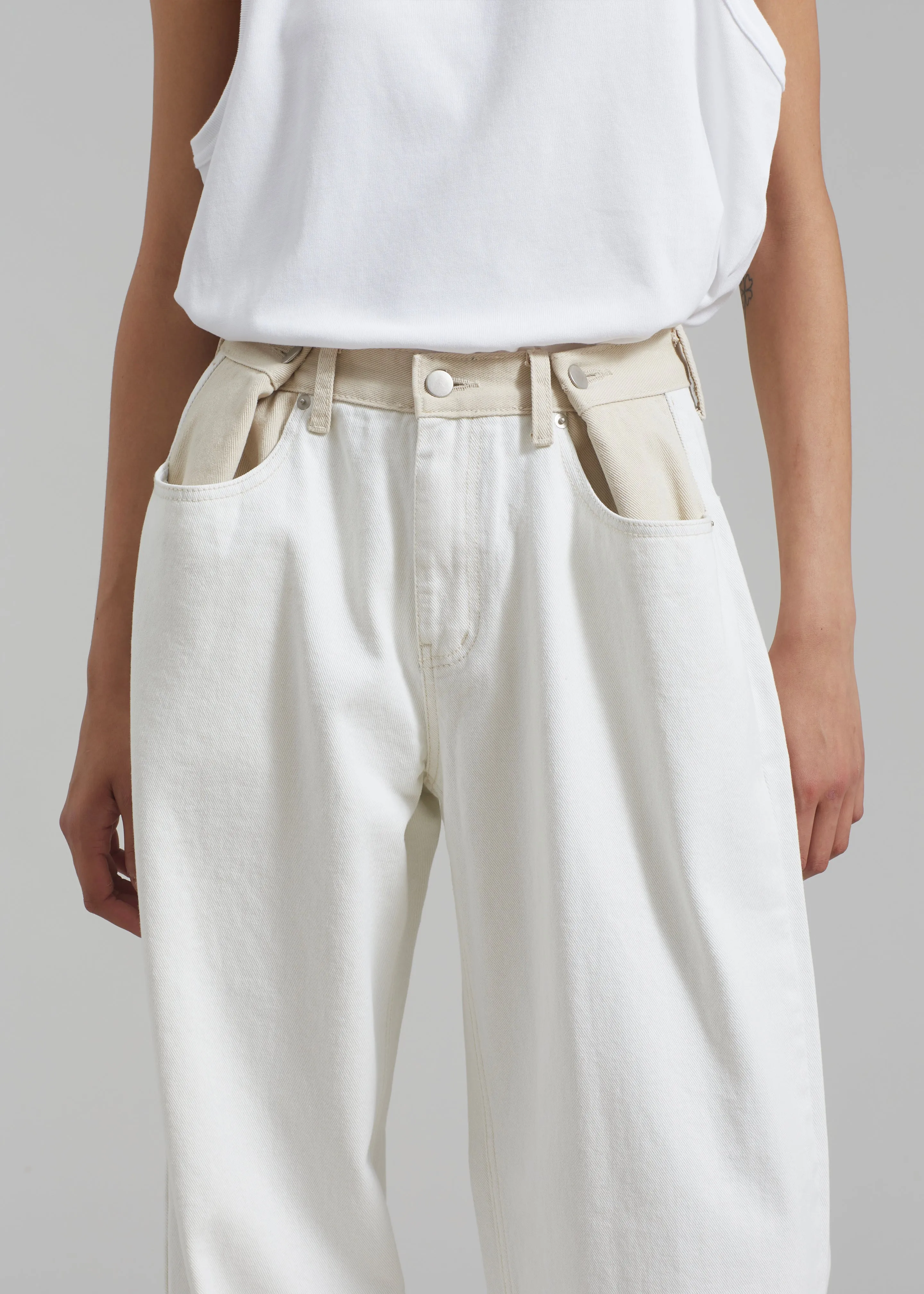 Hayla Contrast Denim Pants - Off White/Beige sold by Frankie Shop product image thumbnail 2