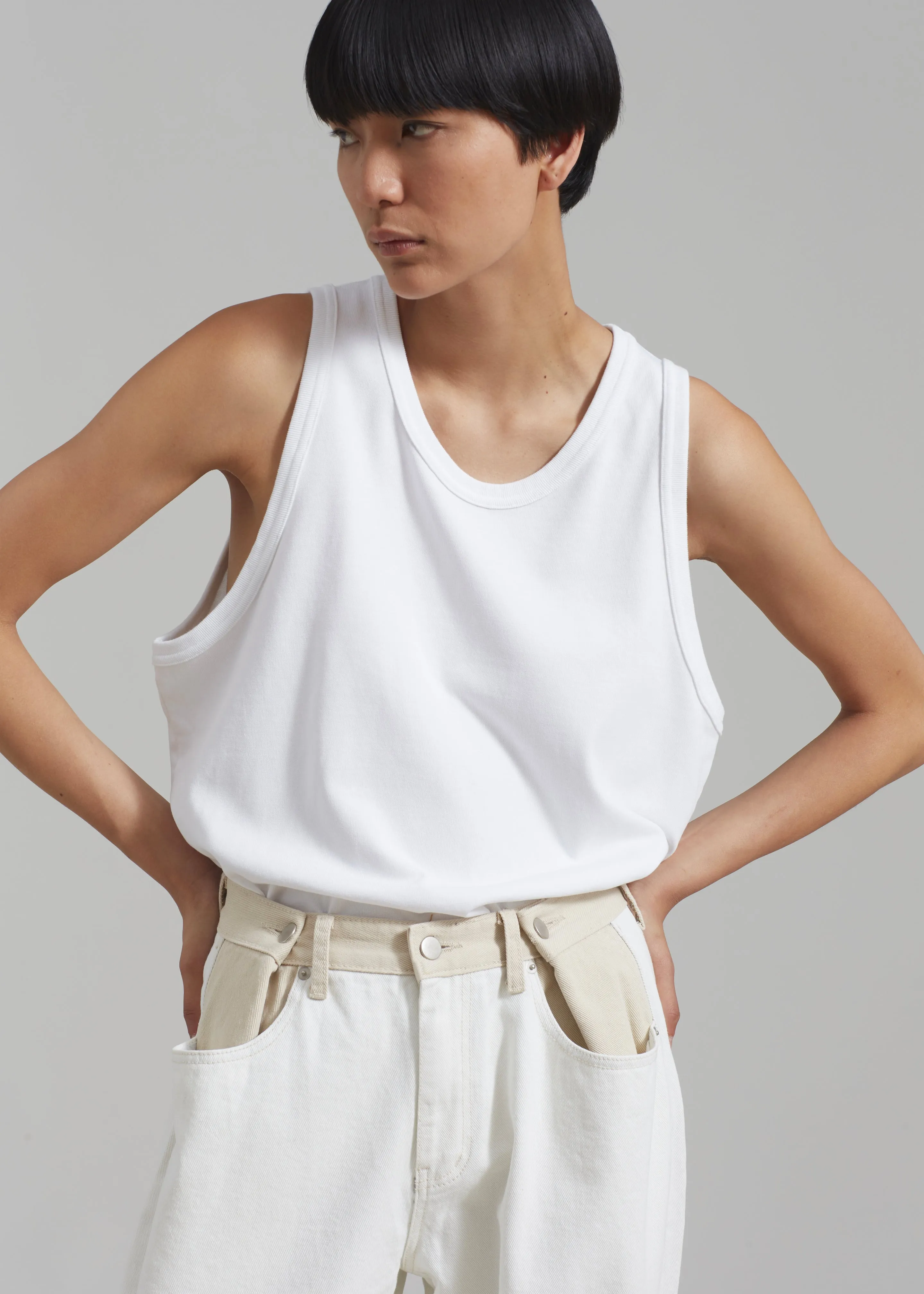 Hayla Contrast Denim Pants - Off White/Beige sold by Frankie Shop product image thumbnail 4