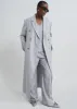 Loulou Studio Sbiru Wide Leg Wool Trousers - Feather Grey Melange sold by Frankie Shop