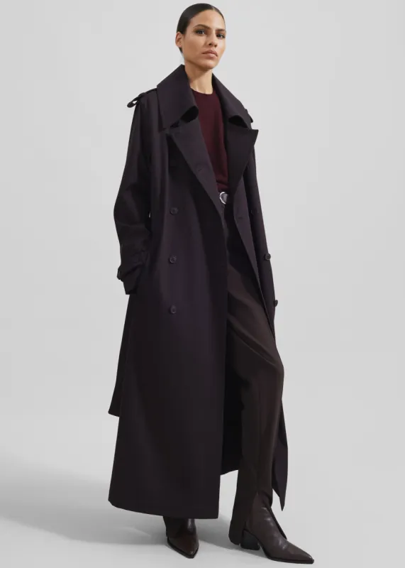 Coline Trench Coat - Dark Plum sold by Frankie Shop