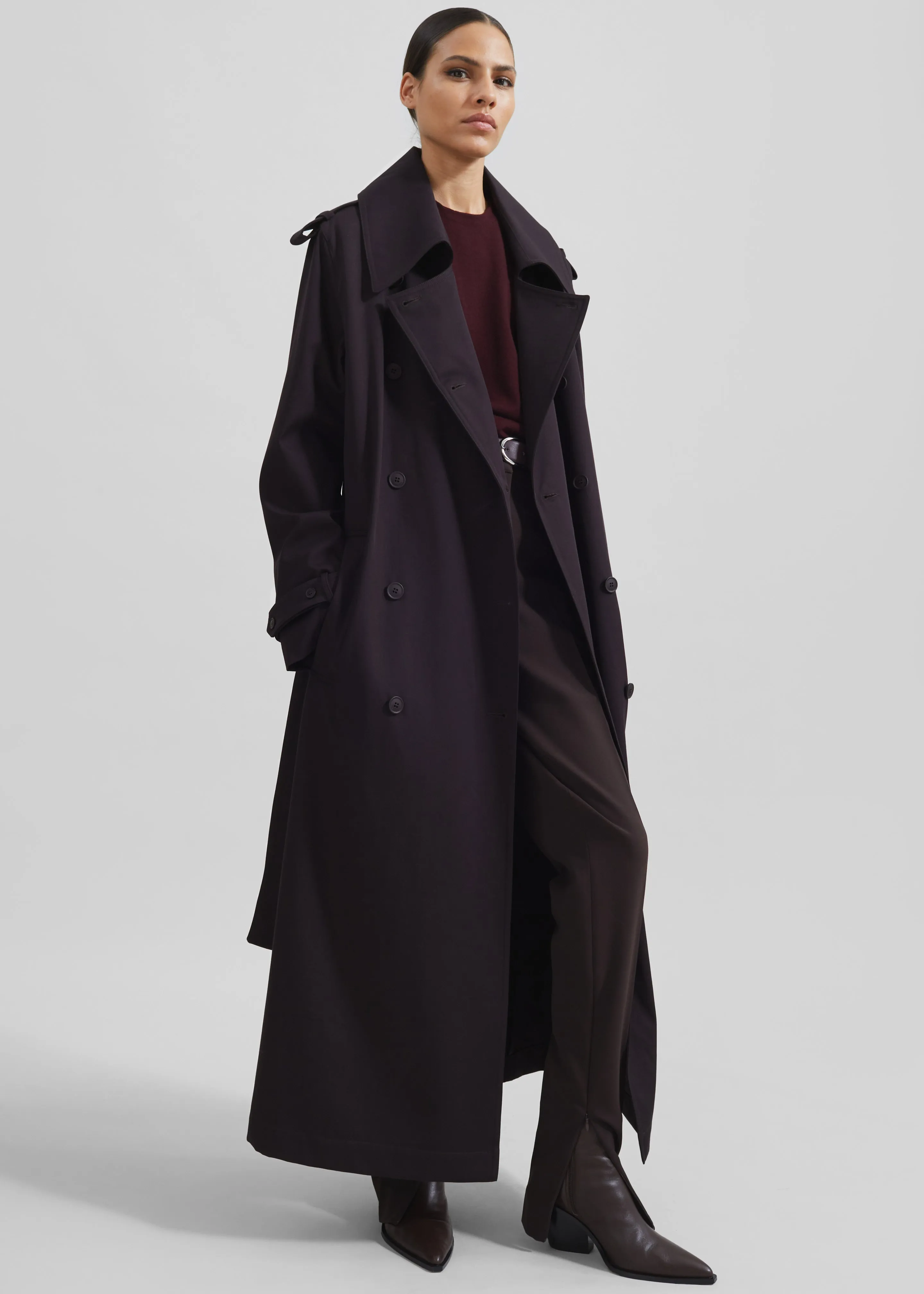 Coline Trench Coat - Dark Plum sold by Frankie Shop