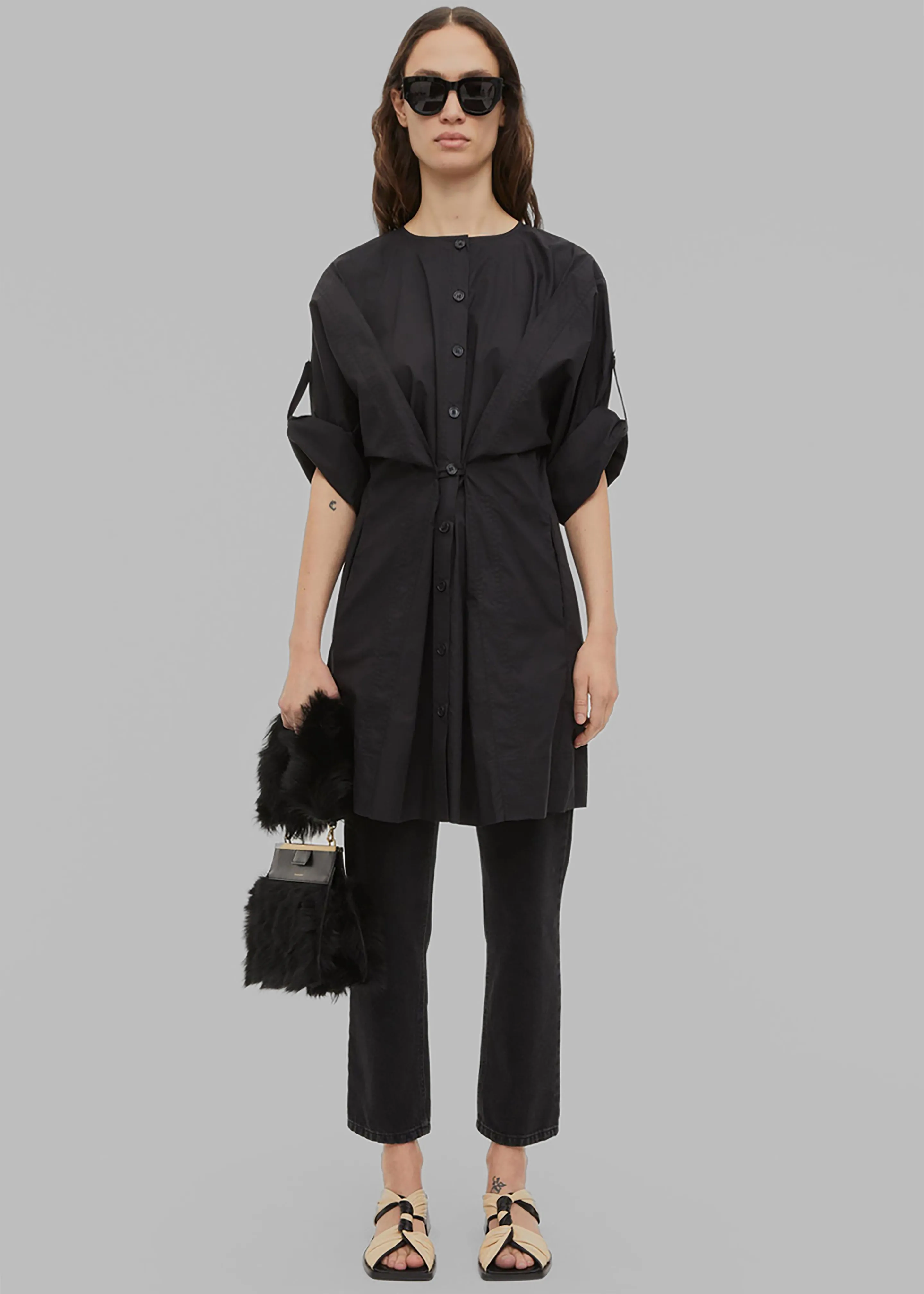 By Malene Birger Amalas Organic Cotton Shirt Dress - Black sold by Frankie Shop product image thumbnail 3