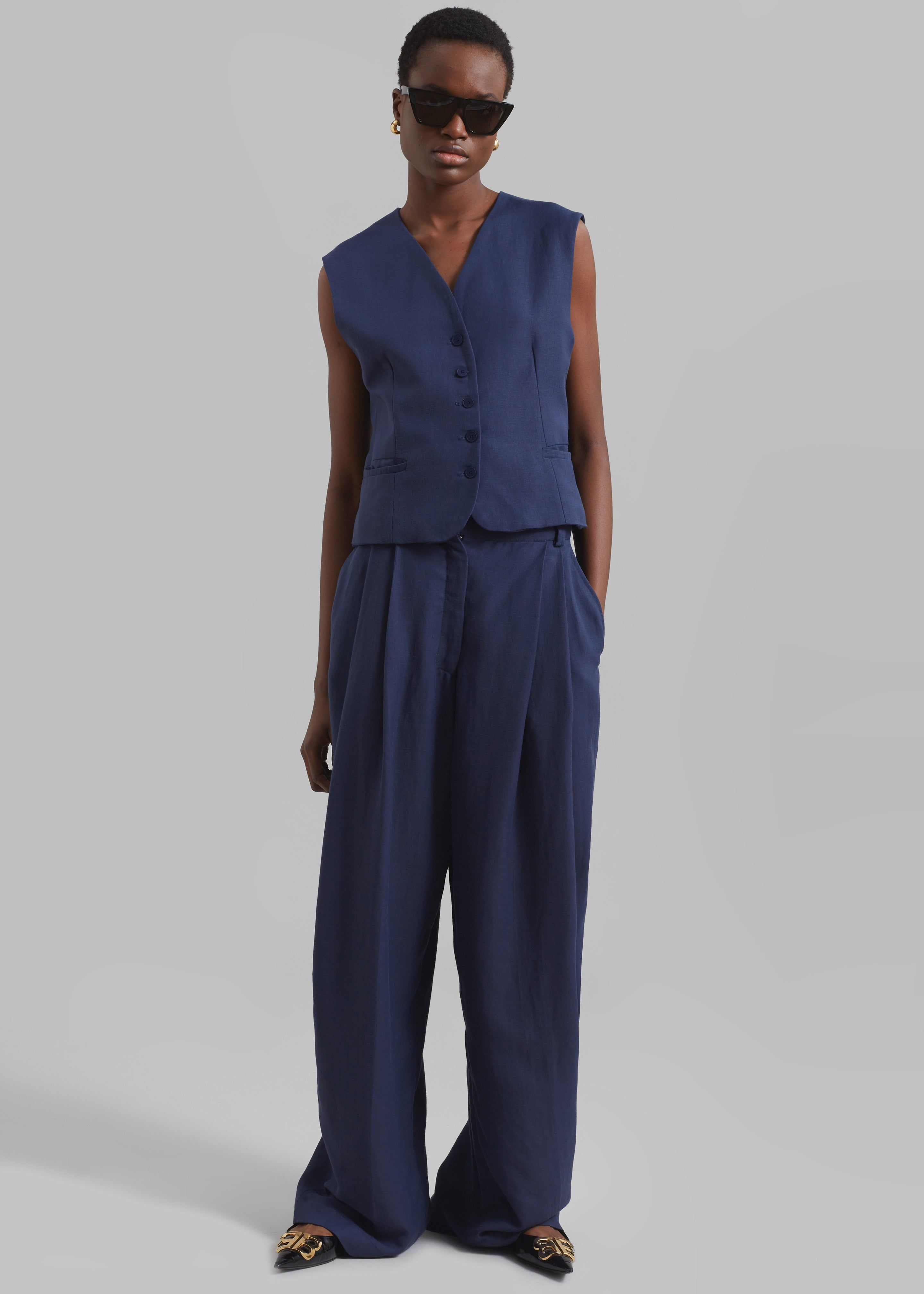Piper Pleated Trousers - Blue sold by Frankie Shop