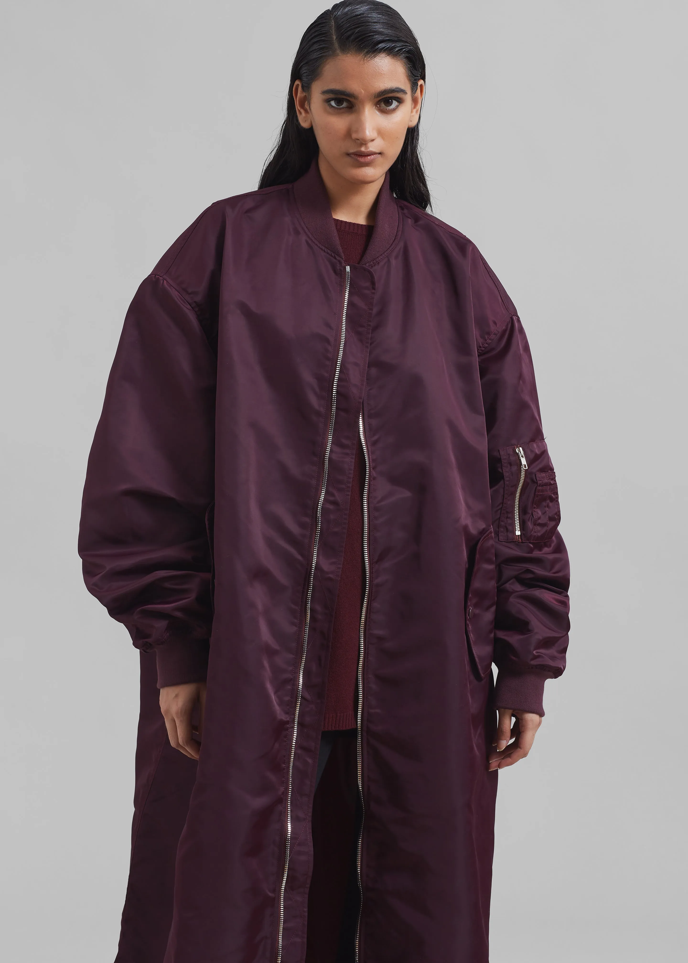 Isaac Oversized Bomber Coat - Burgundy sold by Frankie Shop product image thumbnail 3
