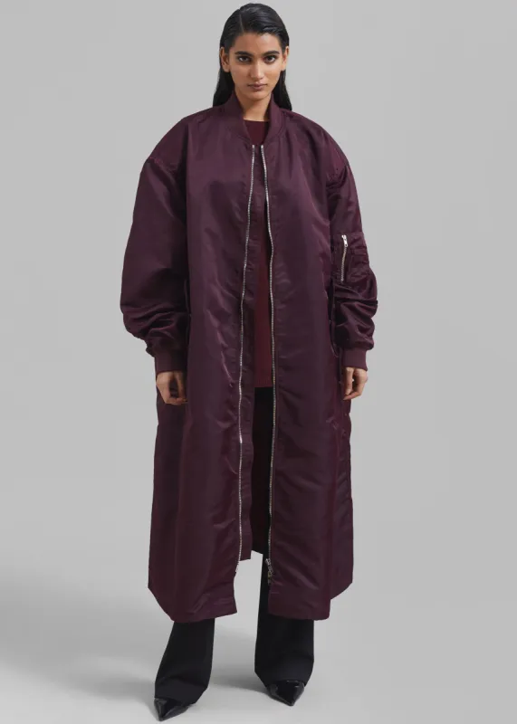 Isaac Oversized Bomber Coat - Burgundy sold by Frankie Shop