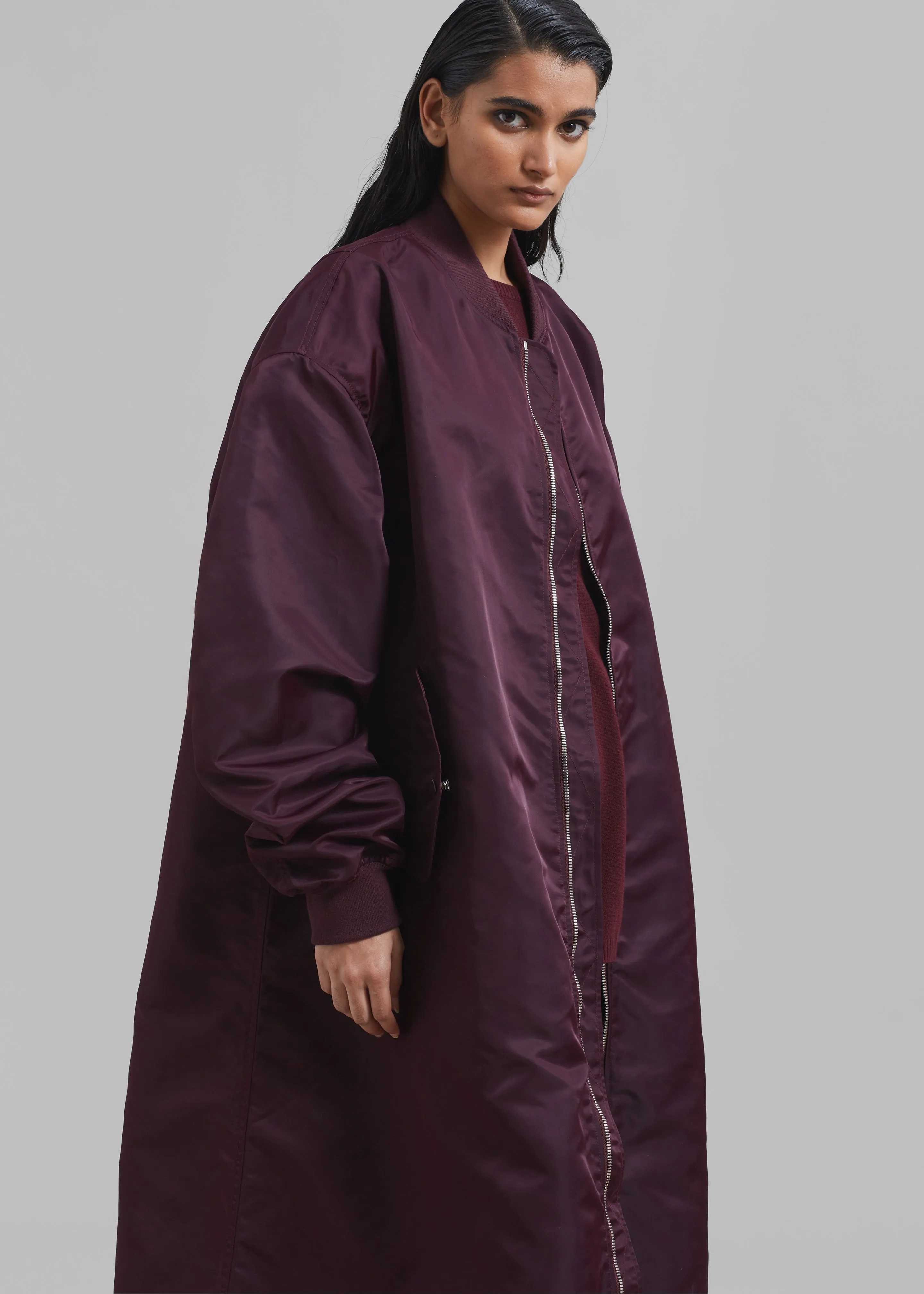 Isaac Oversized Bomber Coat - Burgundy sold by Frankie Shop product image thumbnail 5