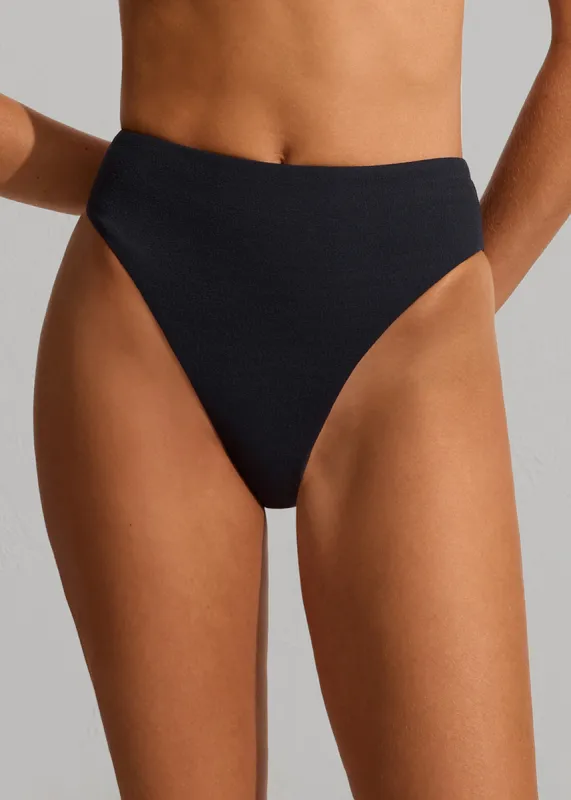 Matteau Nineties High Waist Bikini Brief - Navy Crinkle sold by Frankie Shop