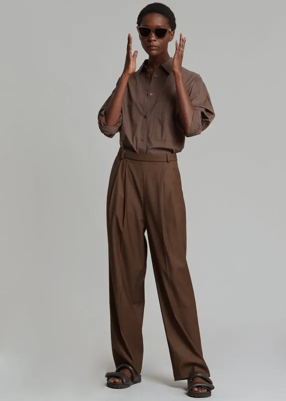 Danu Belted Trousers - Chocolate made by Frankie Shop