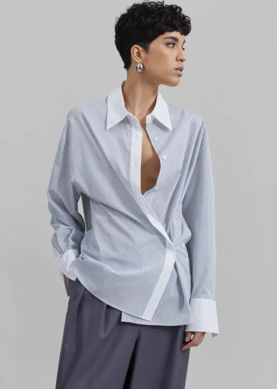 Nerina Button Up Shirt - Black/White Stripe sold by Frankie Shop