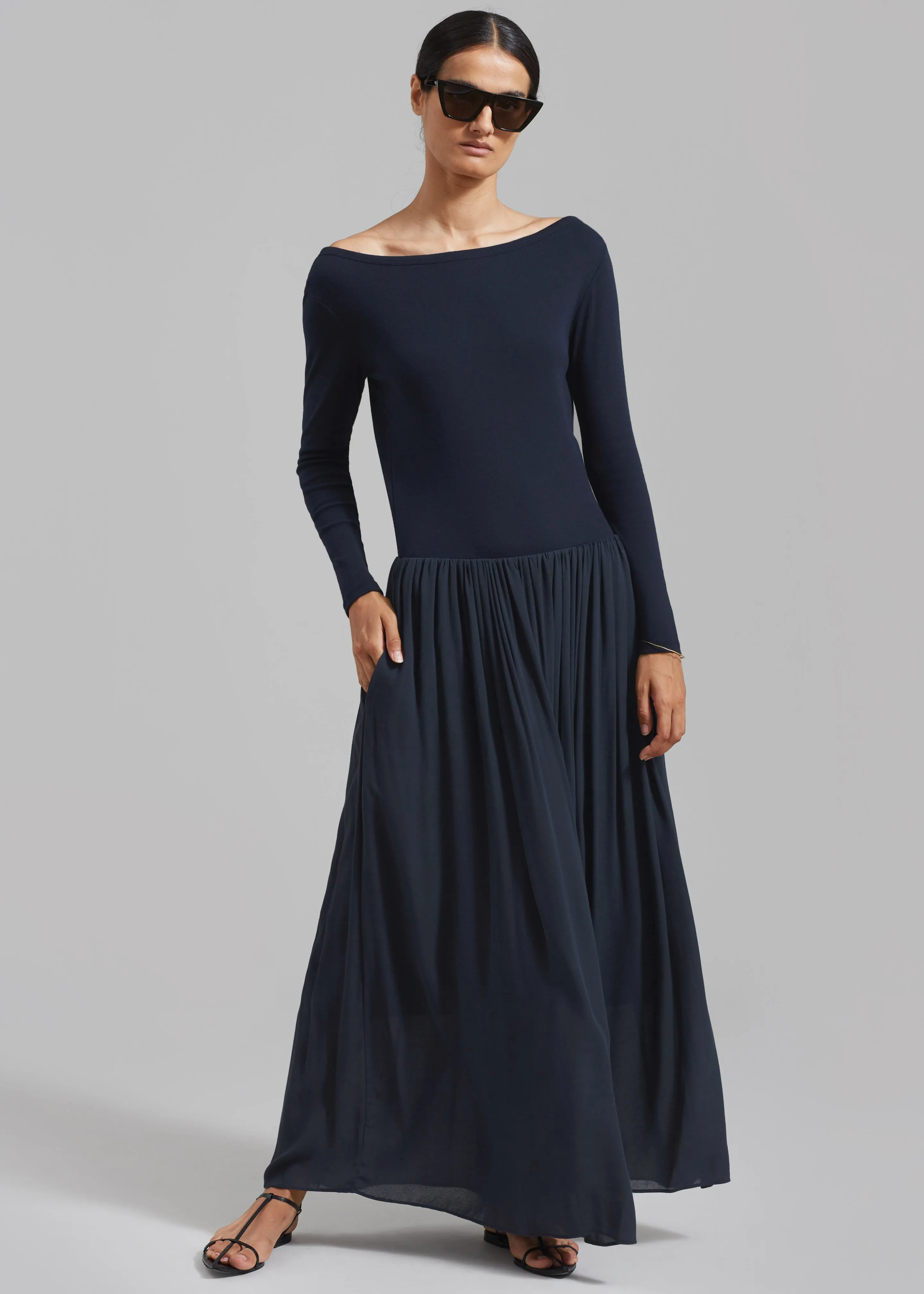 Odette Gathered Skirt Maxi Dress - Navy sold by Frankie Shop product image thumbnail 5
