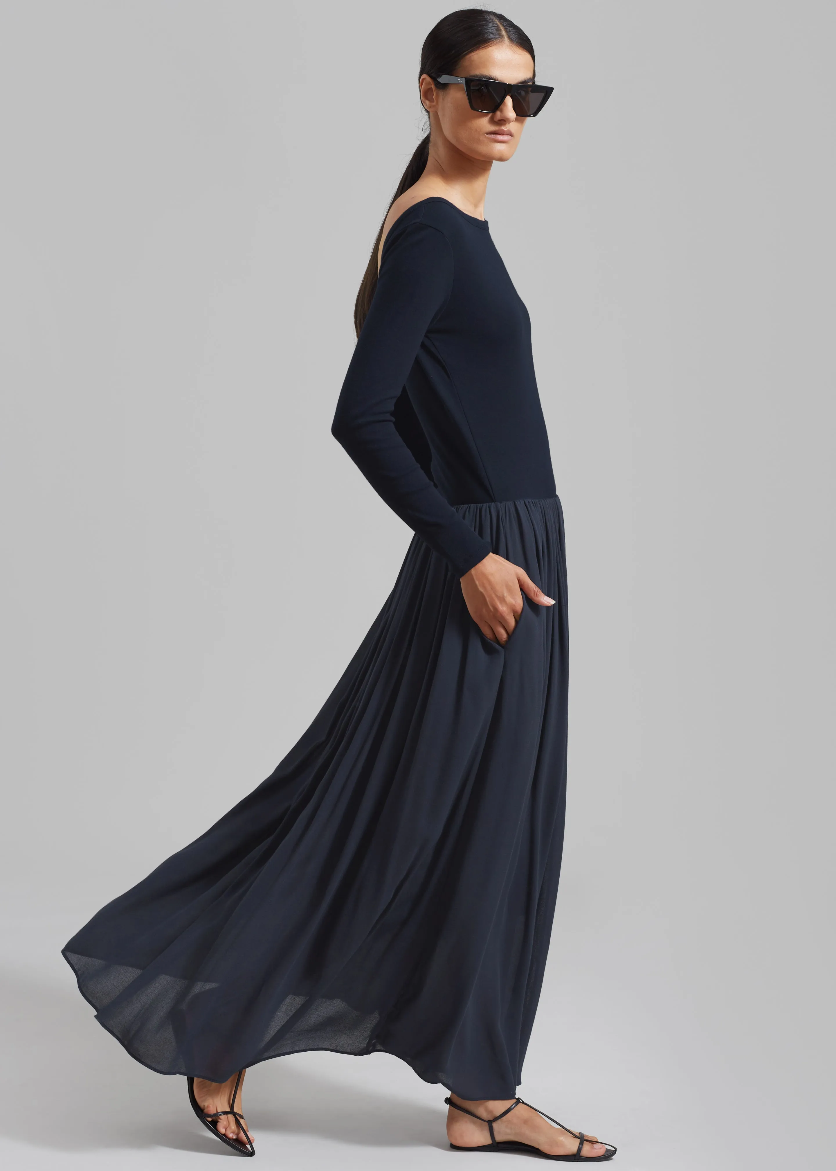 Odette Gathered Skirt Maxi Dress - Navy sold by Frankie Shop product image thumbnail 4