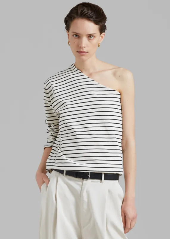Jean One Shoulder Top - Black Stripe sold by Frankie Shop