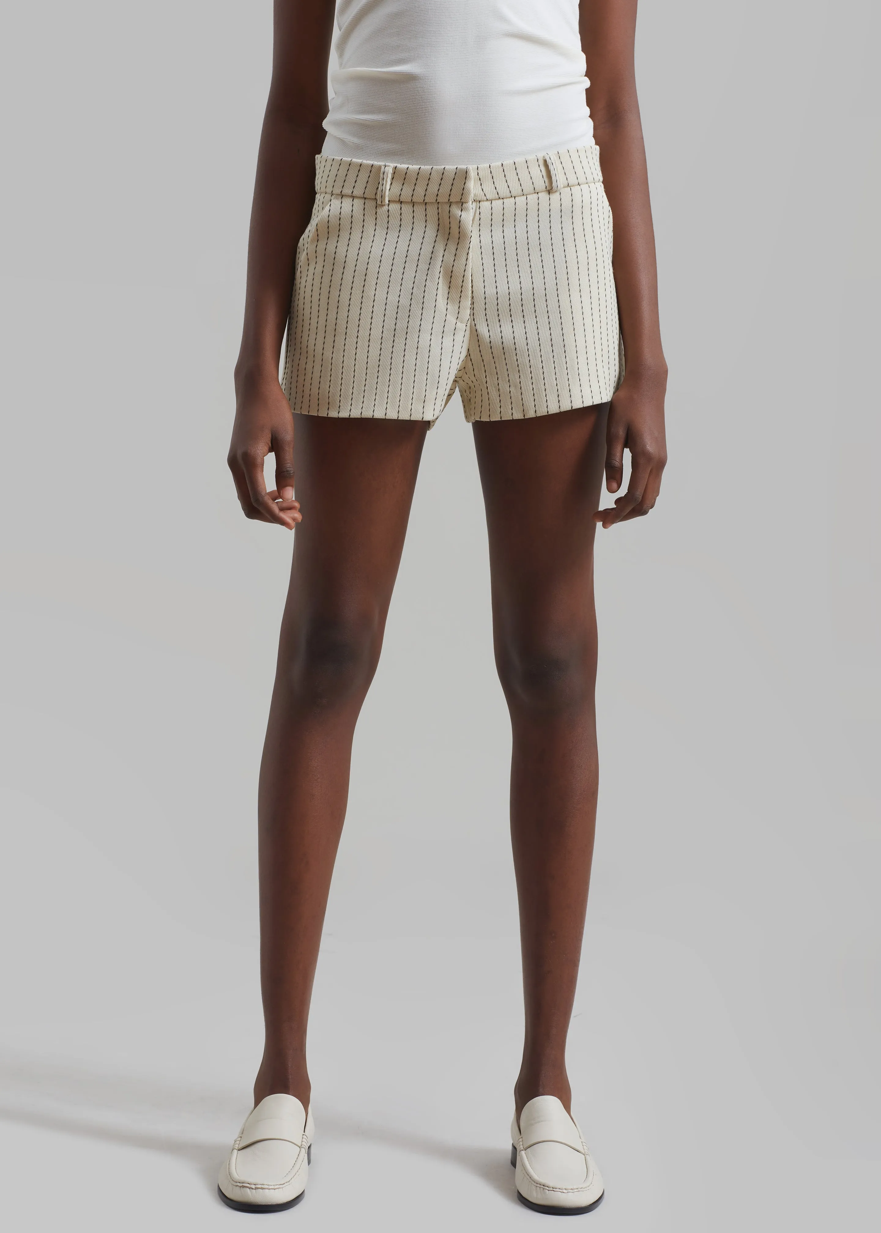 Kate Twill Mini Shorts - Light Beige/Black Pinstripe sold by Frankie Shop product image thumbnail 2