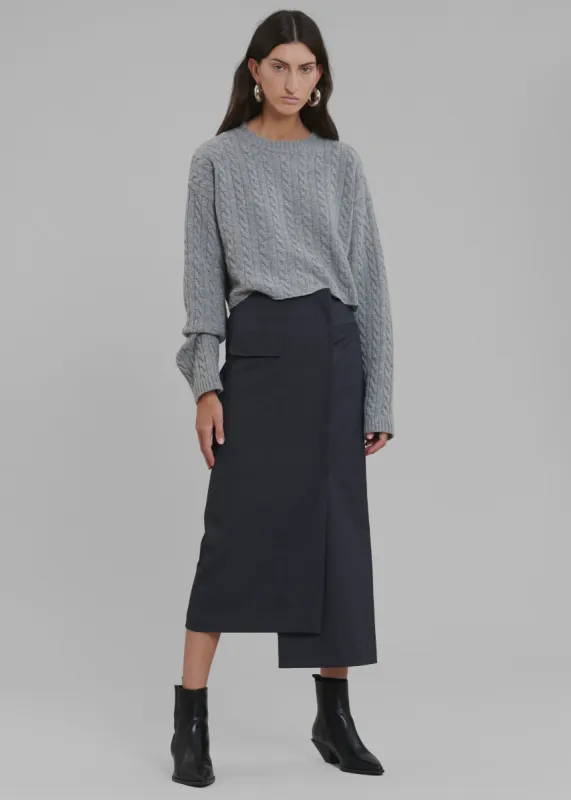 Sofia Wrap Midi Skirt - Charcoal made by Frankie Shop