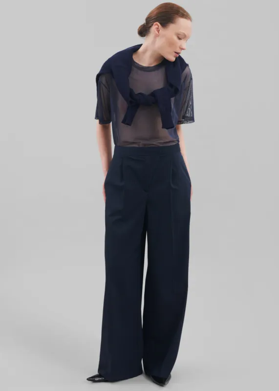 Alia Wide Leg Trousers - Navy sold by Frankie Shop
