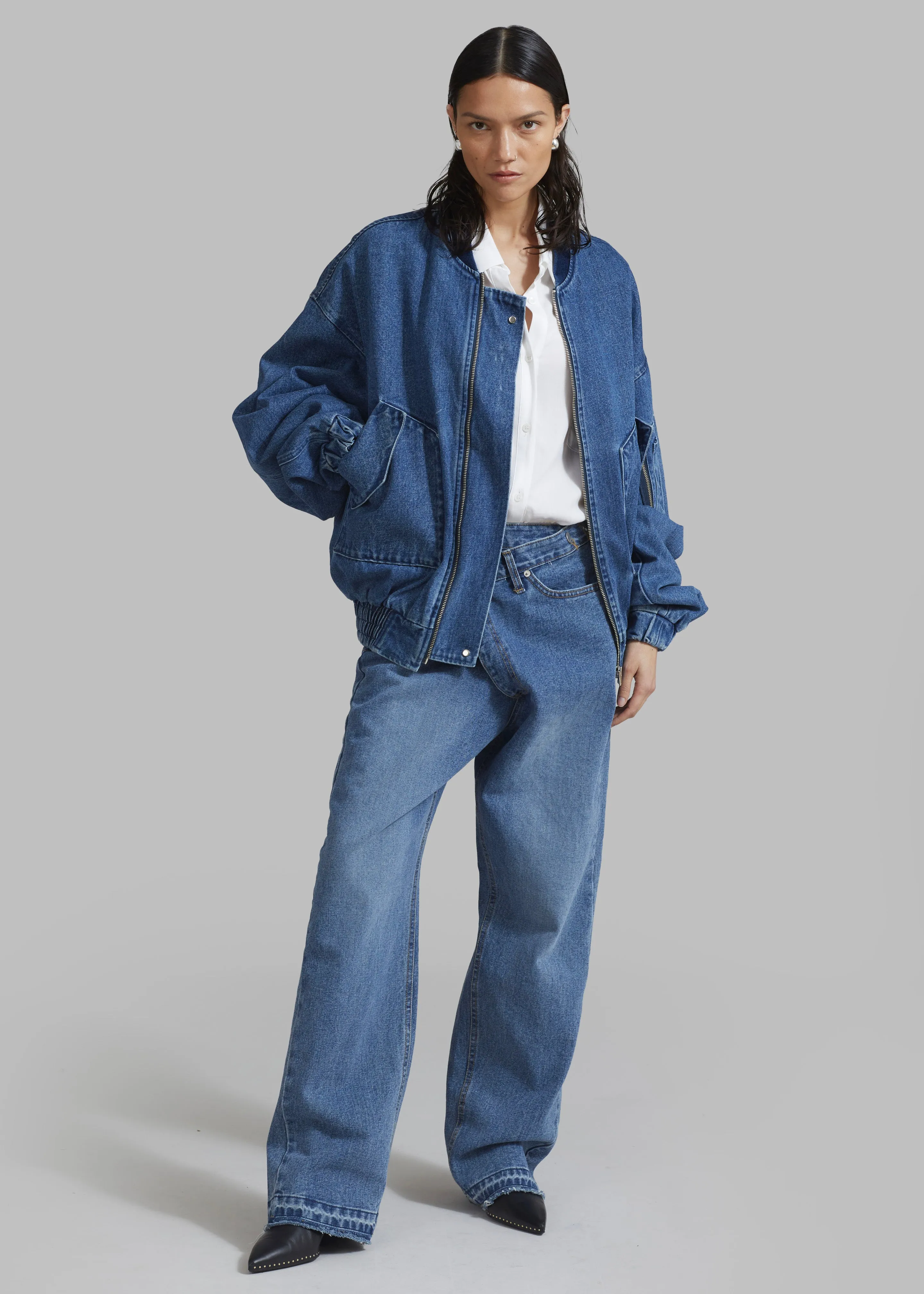 Cade Denim Bomber - Medium Wash sold by Frankie Shop