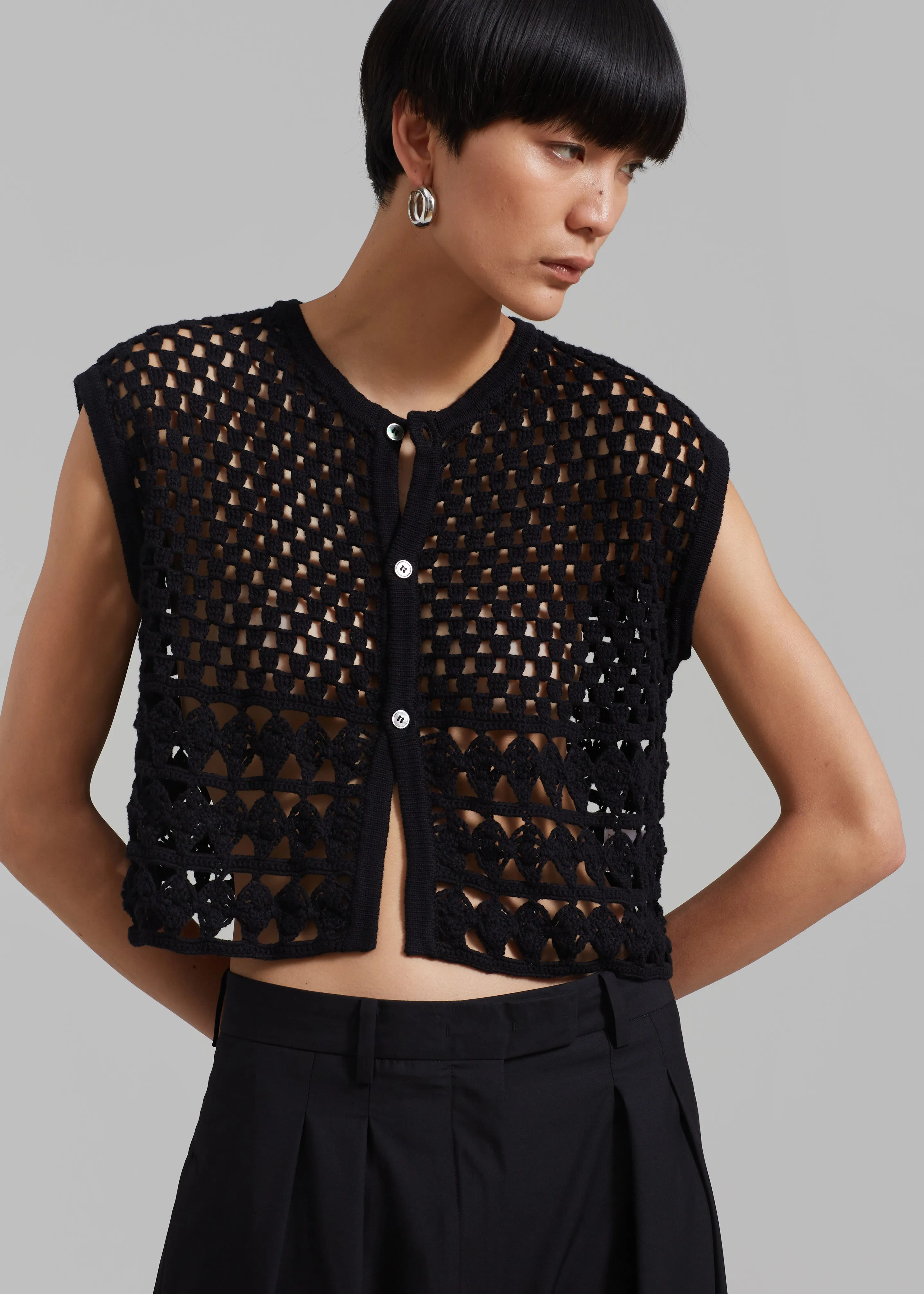 Esme Crochet Vest - Black sold by Frankie Shop product image thumbnail 2