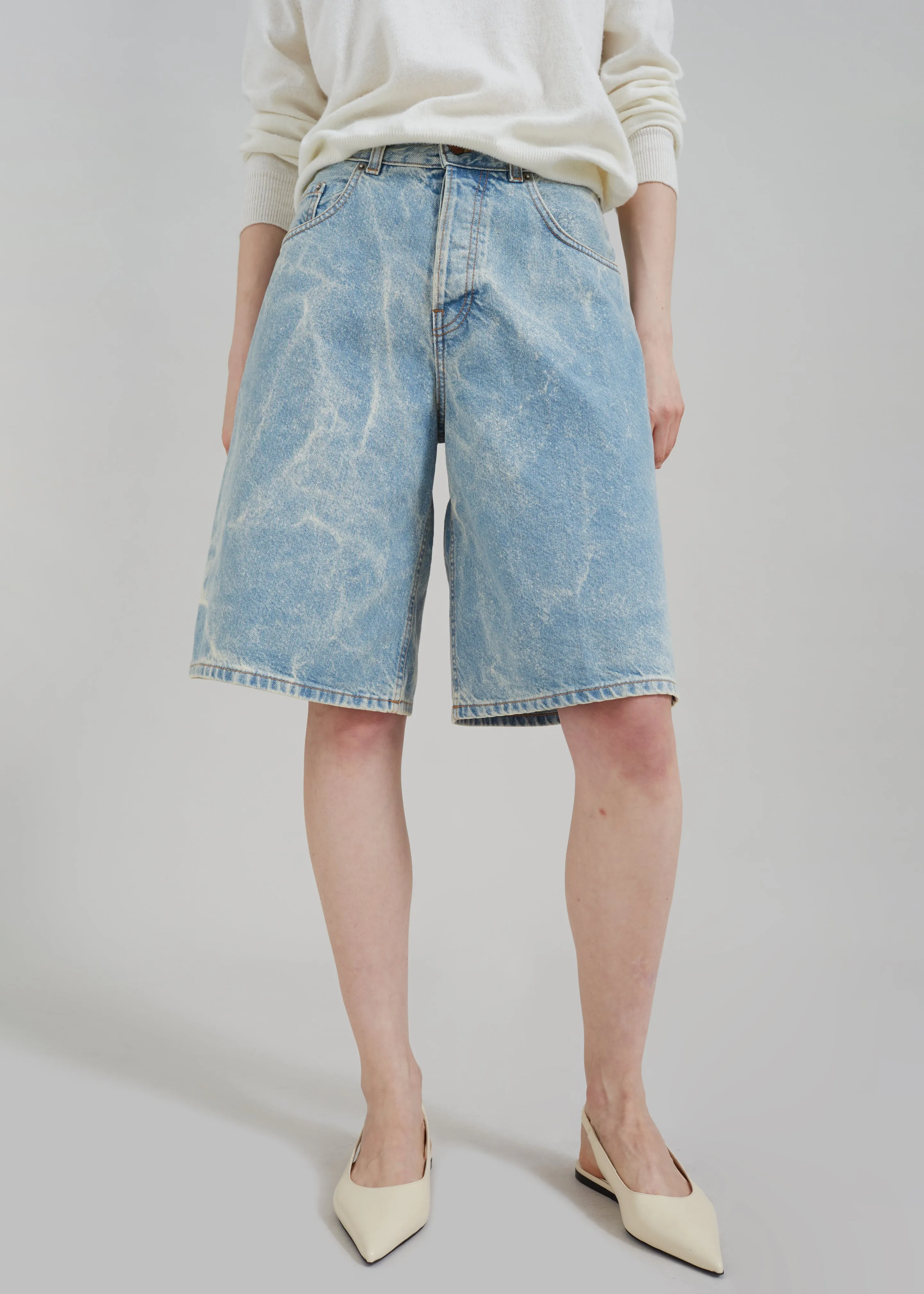 Haikure Becky Denim Shorts - Bleach Blue sold by Frankie Shop product image thumbnail 4