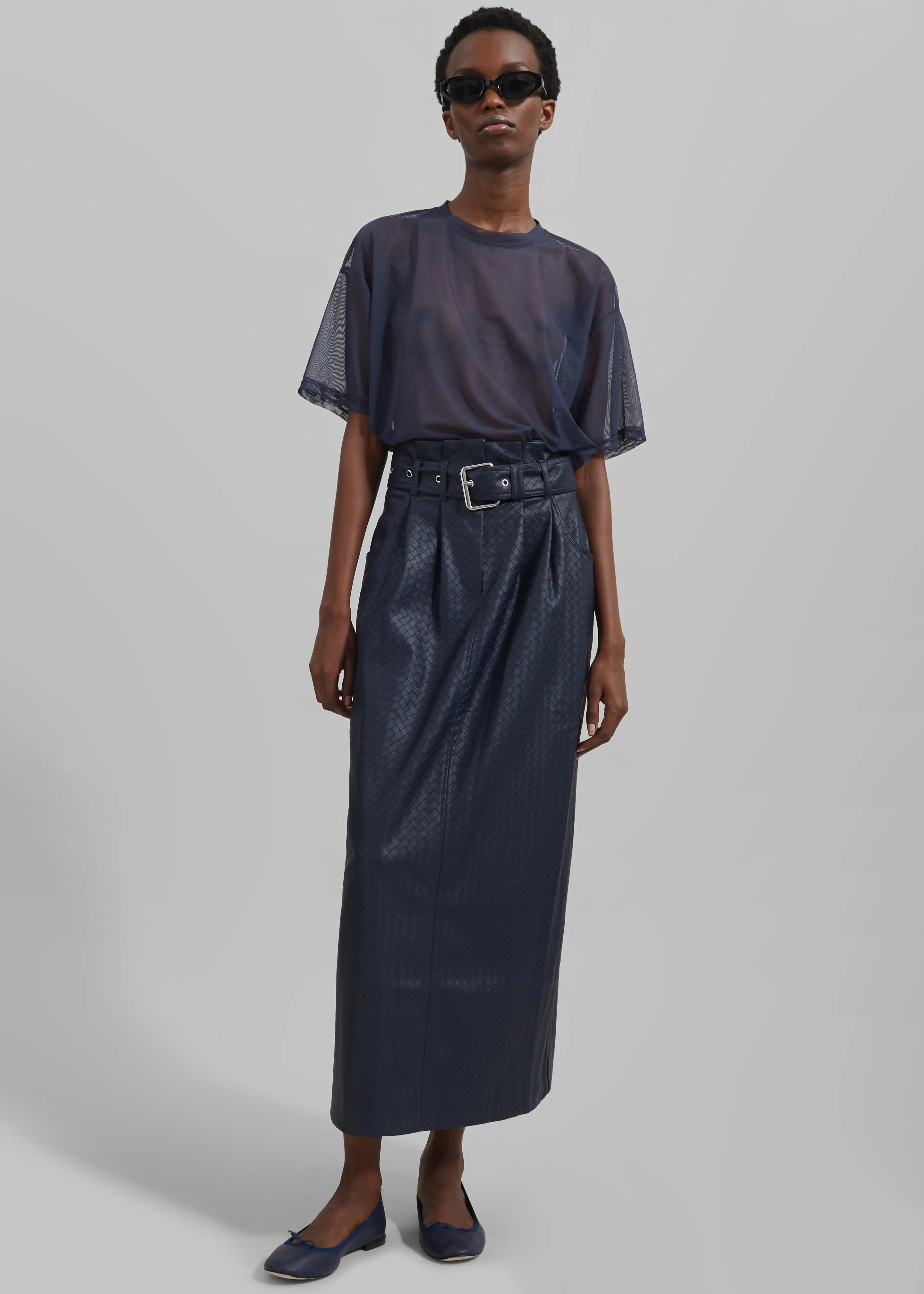 Rotate Midi Paper Waist Skirt - Sky Captain sold by Frankie Shop product image thumbnail 3