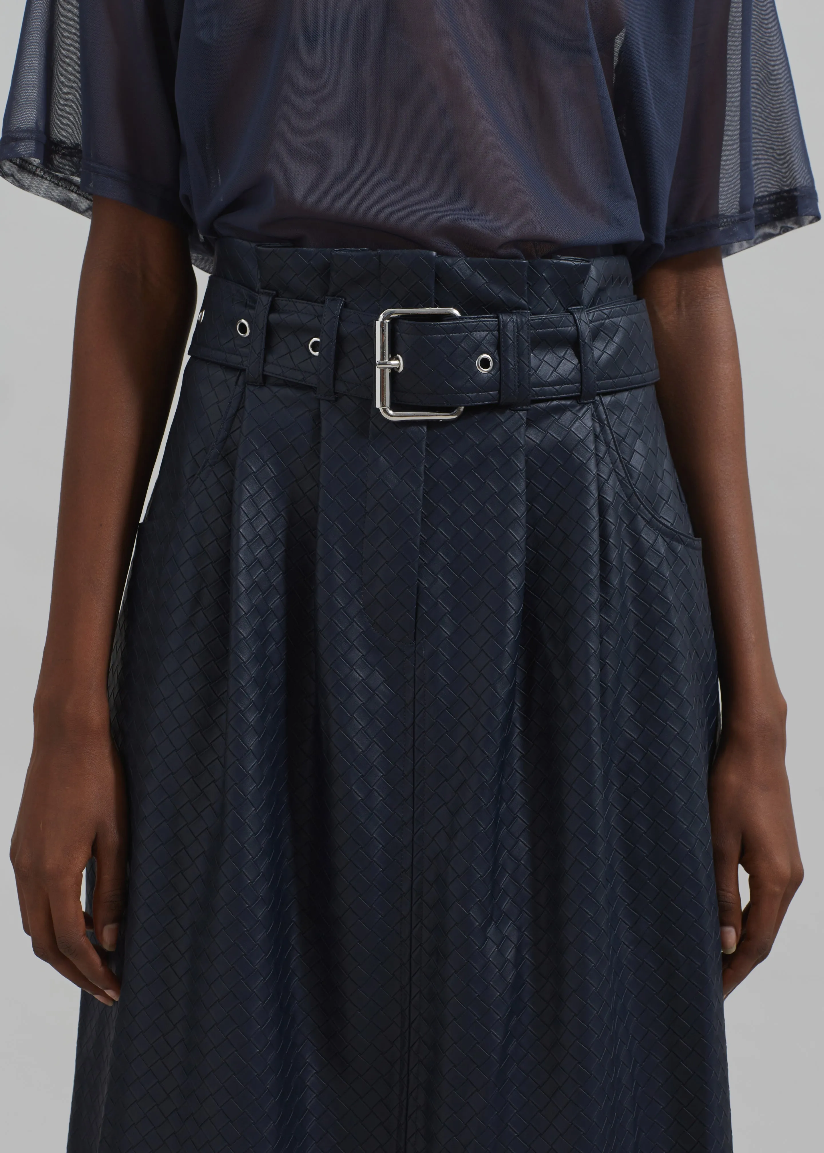 Rotate Midi Paper Waist Skirt - Sky Captain sold by Frankie Shop product image thumbnail 5