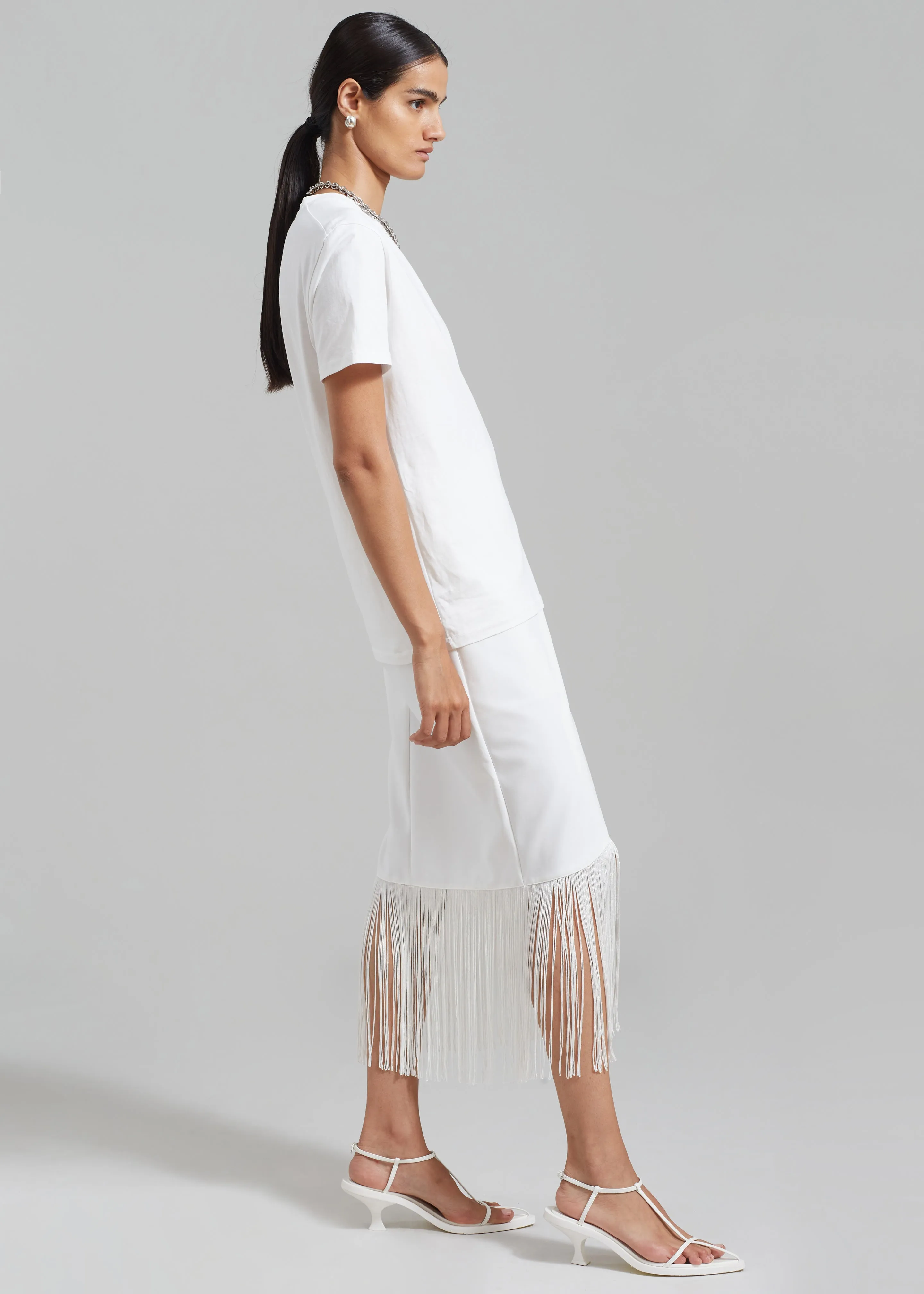 Cassidy Fringe Midi Skirt - White sold by Frankie Shop product image thumbnail 3