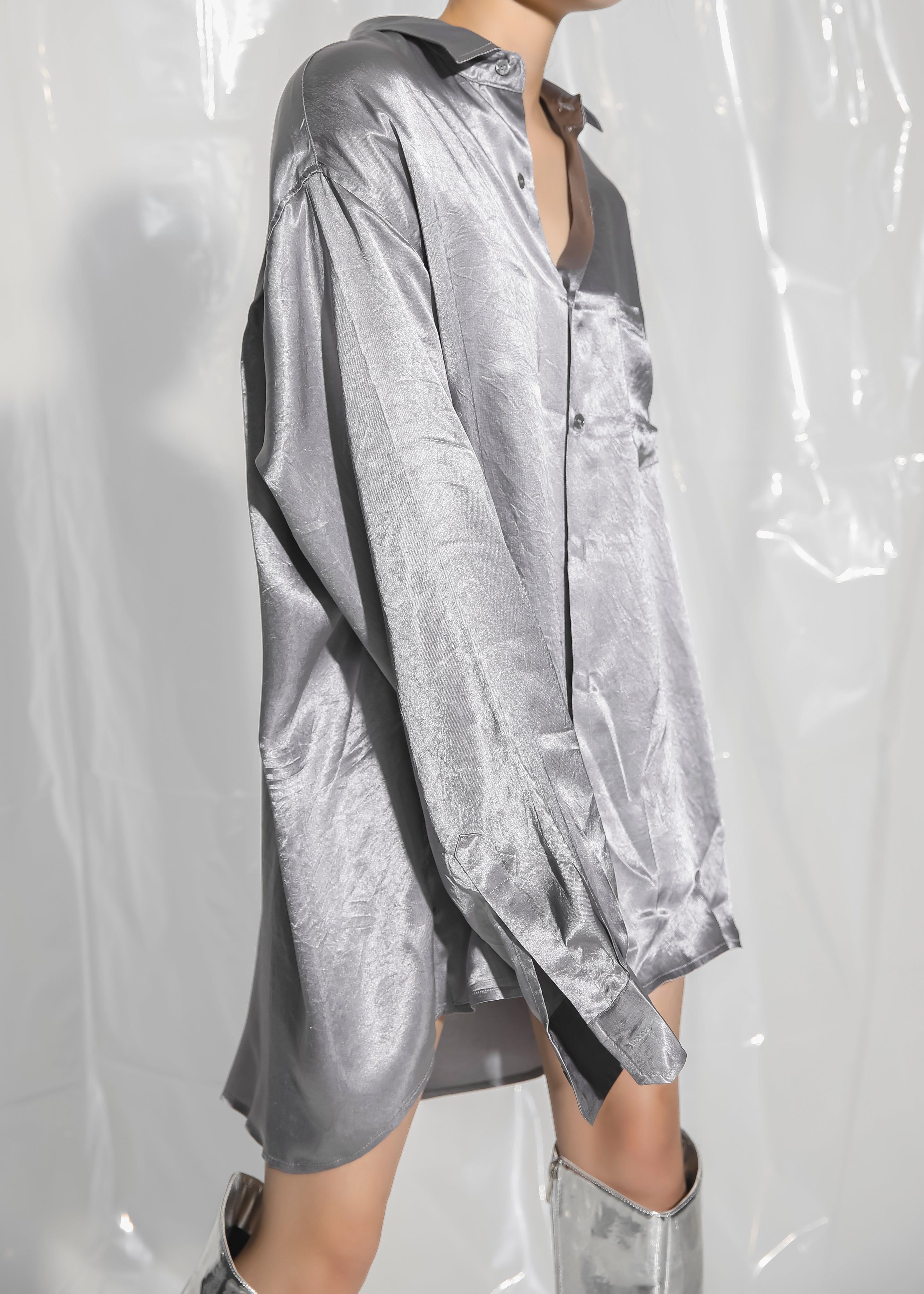 Paes Silky Shirt - Grey sold by Frankie Shop