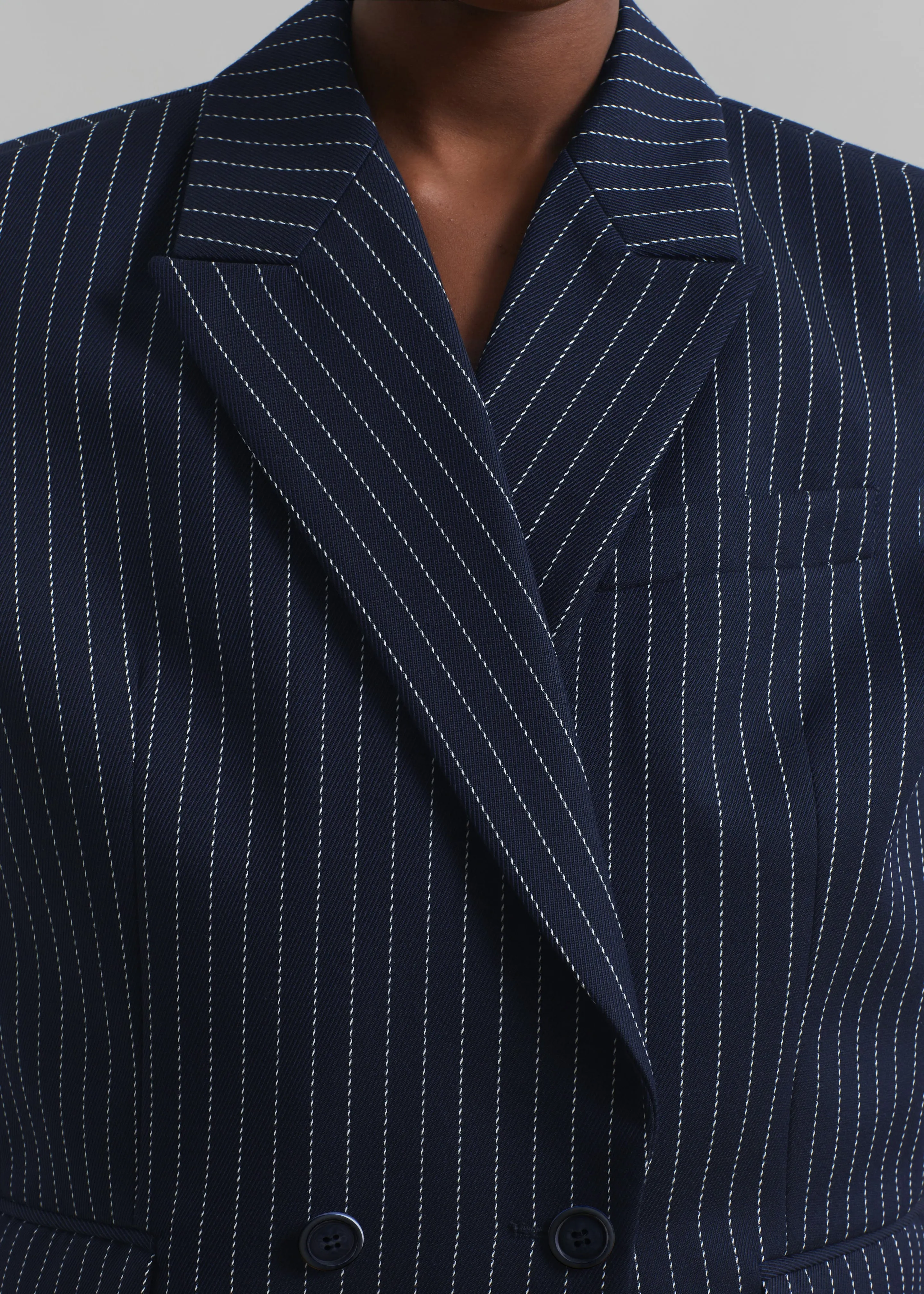 Shane Twill Double Breasted Vest - Navy/White Pinstripe sold by Frankie Shop product image thumbnail 3