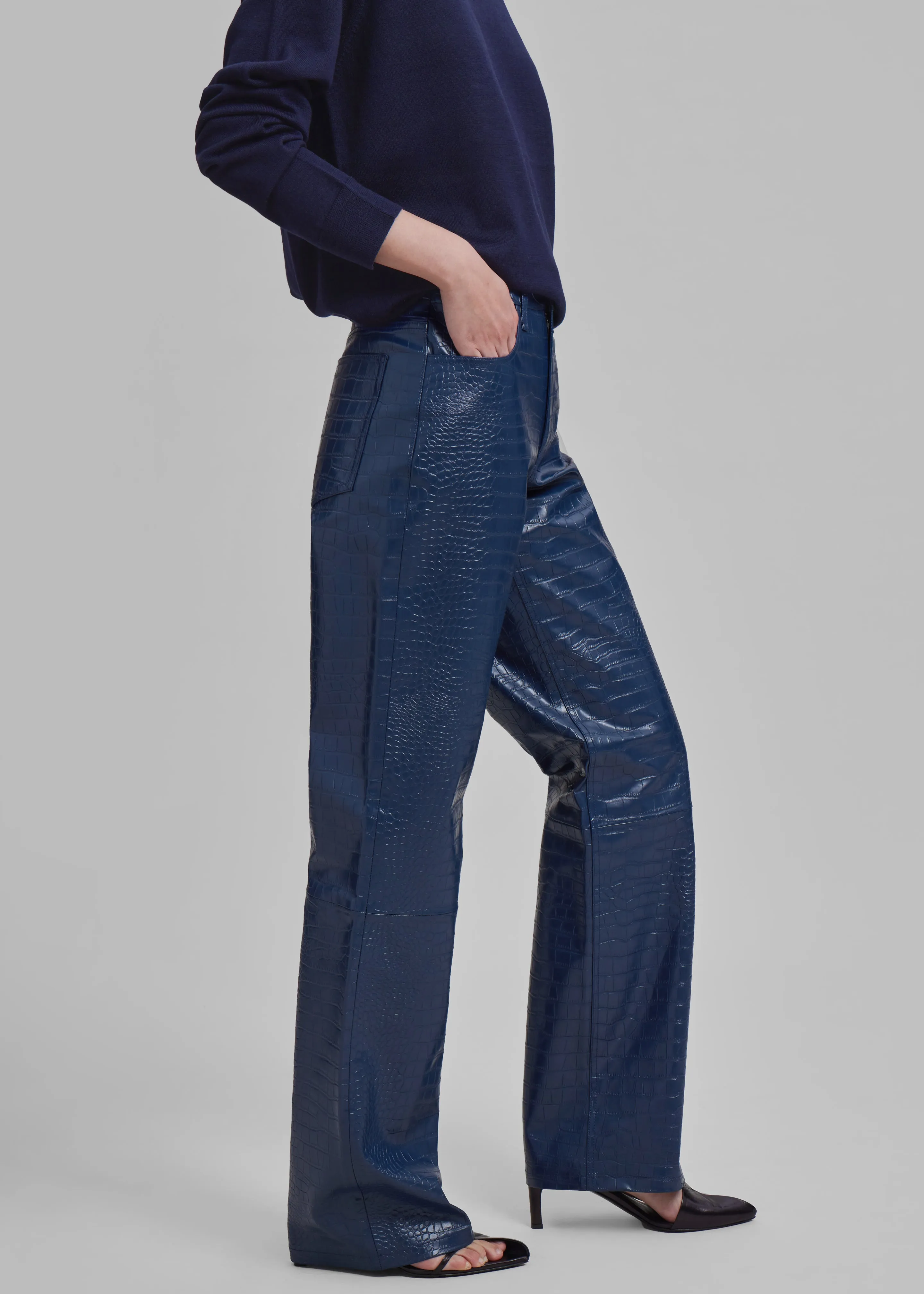 Bonnie Croc-Effect Pants - Blue sold by Frankie Shop product image thumbnail 2