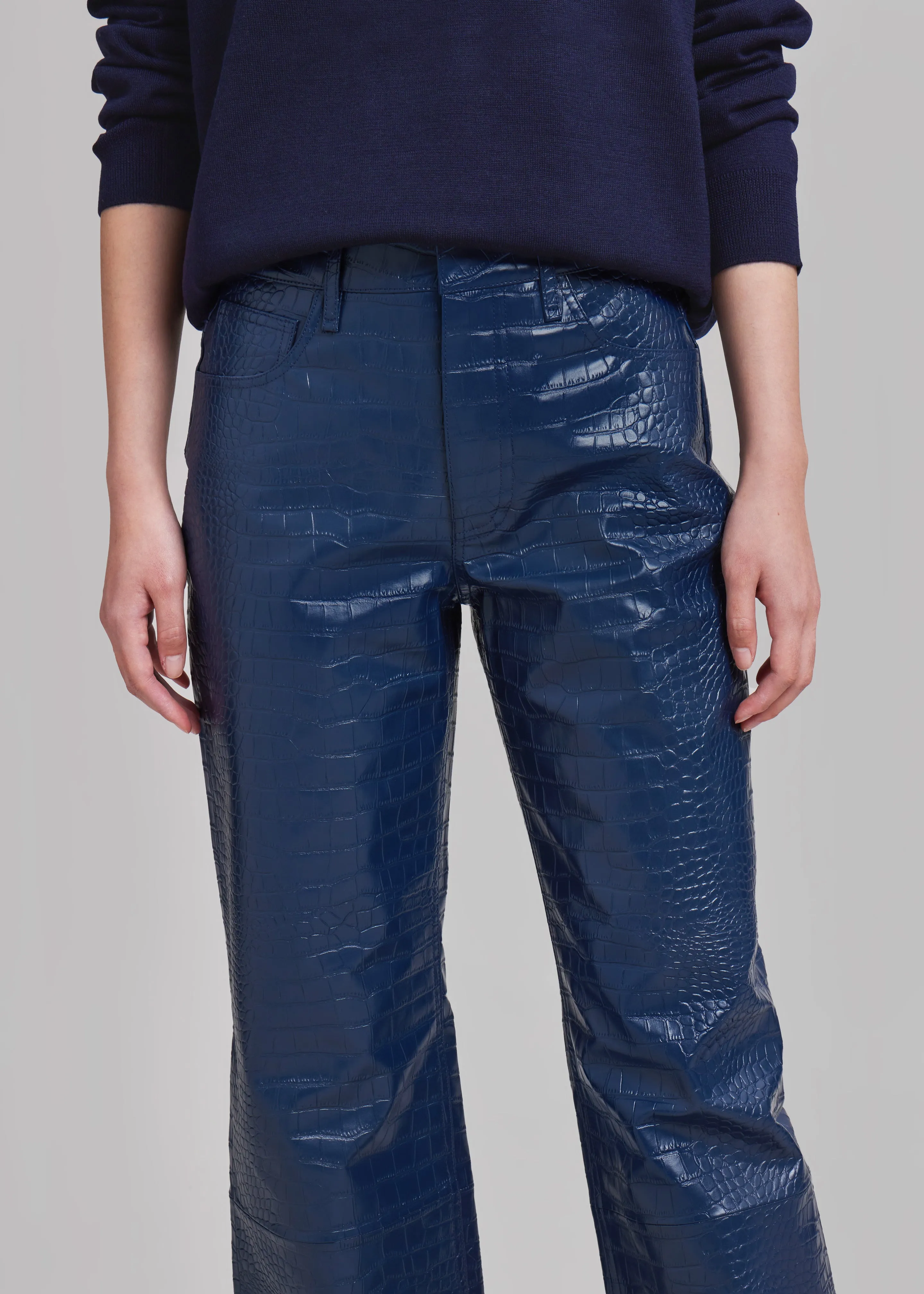 Bonnie Croc-Effect Pants - Blue sold by Frankie Shop product image thumbnail 3