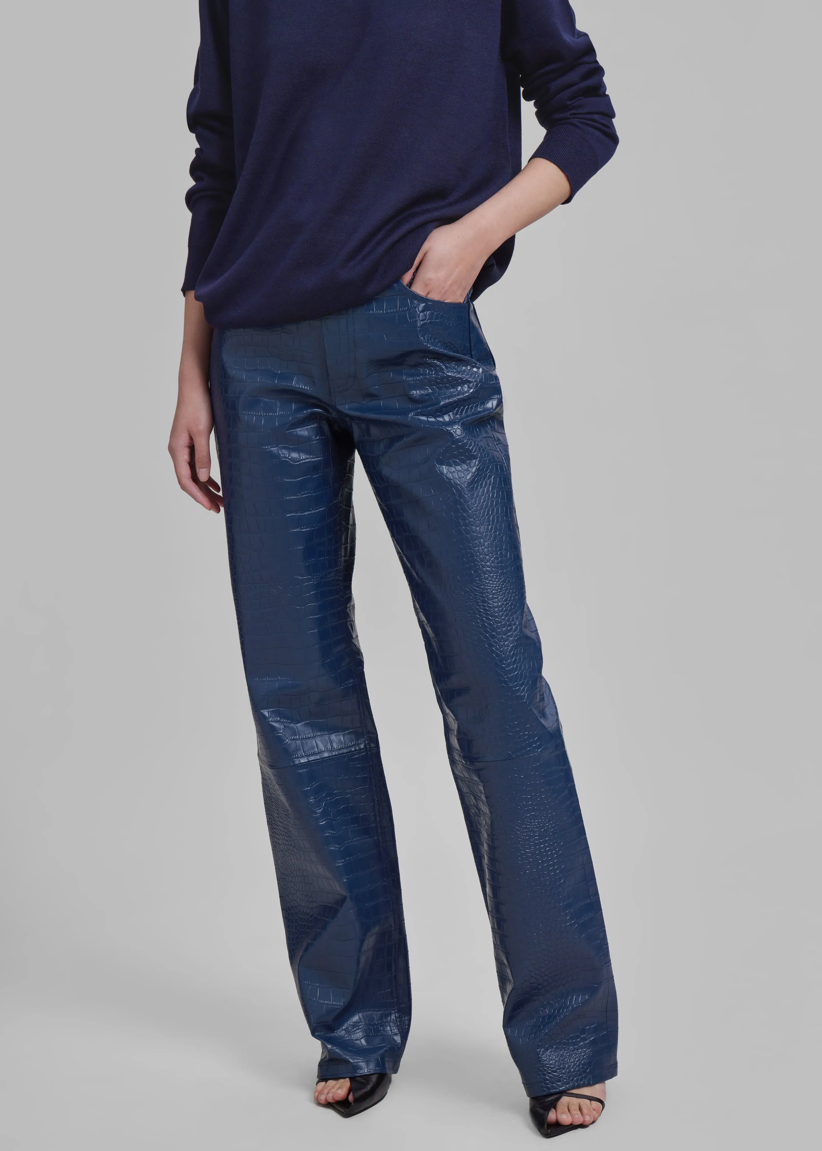Bonnie Croc-Effect Pants - Blue sold by Frankie Shop product image thumbnail 4