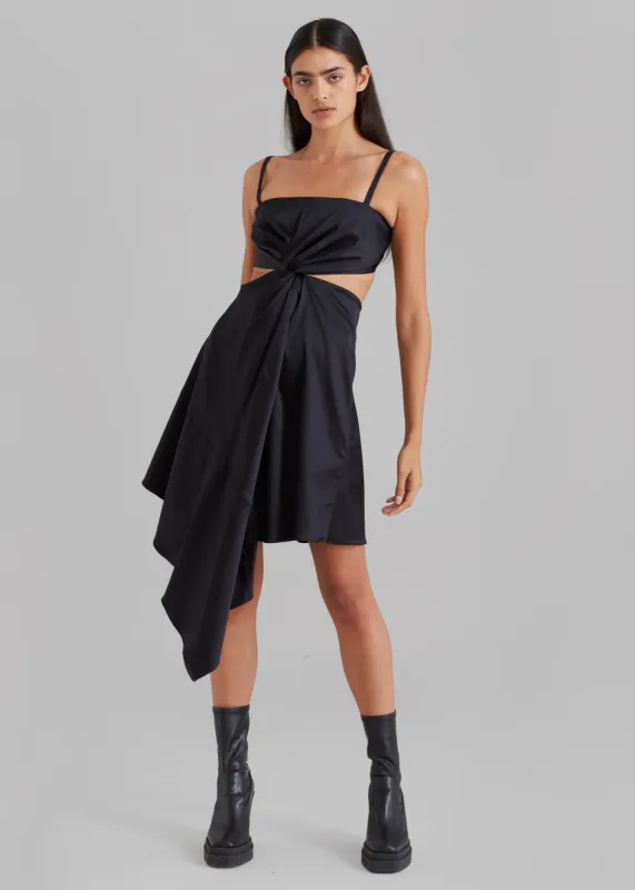 JW Anderson Twisted Cut Out Asymmetric Dress - Black sold by Frankie Shop