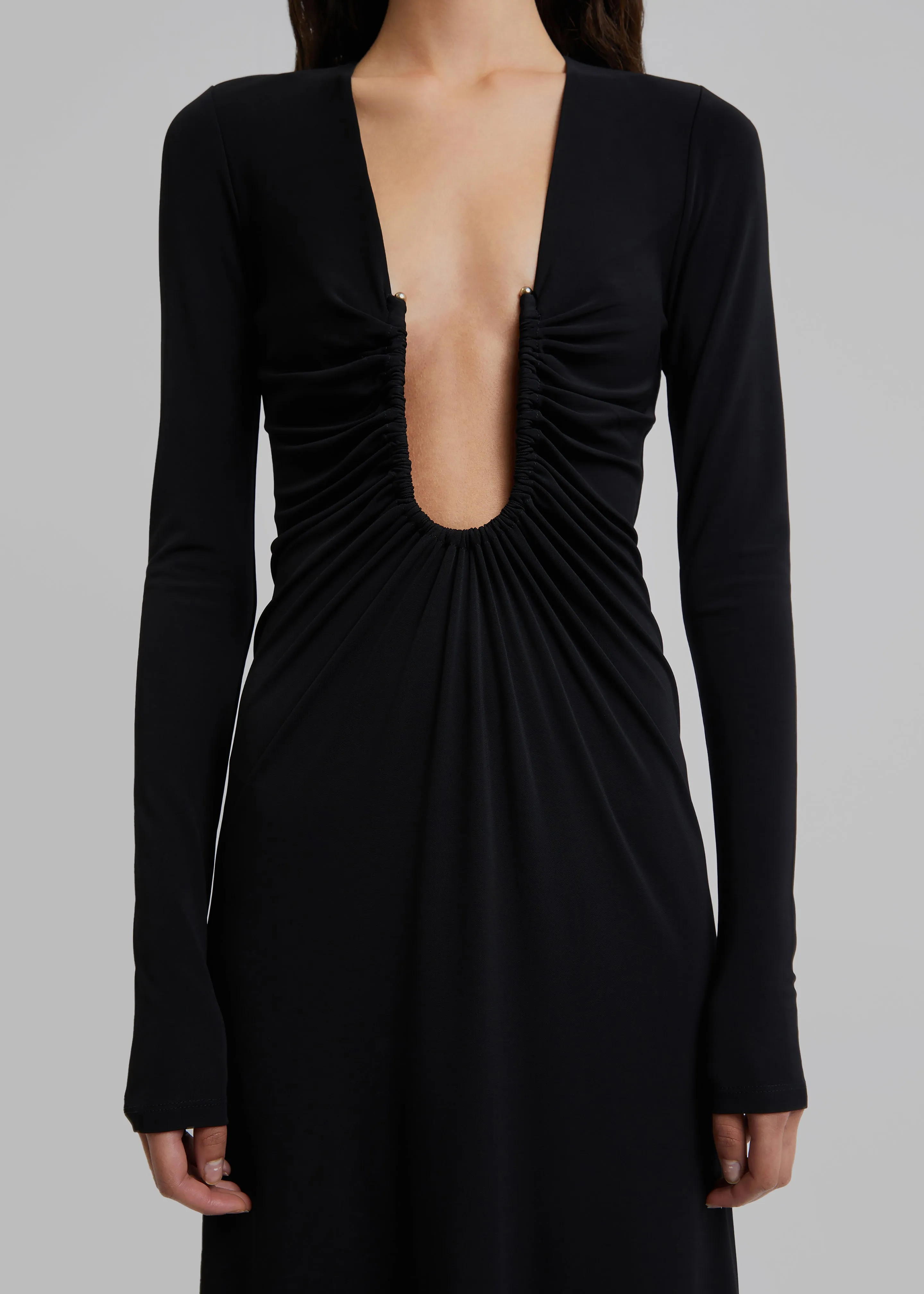Christopher Esber Arced Palm Long Sleeve Dress - Black sold by Frankie Shop product image thumbnail 3