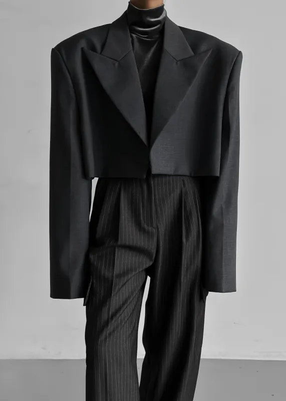 Bridget Cropped Blazer - Grey sold by Frankie Shop