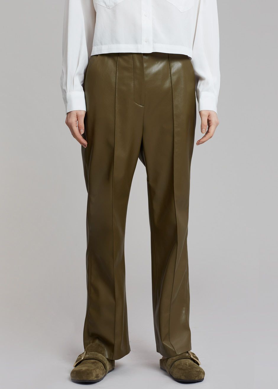 Nanushka Lucee Vegan Leather Pants - Olive sold by Frankie Shop