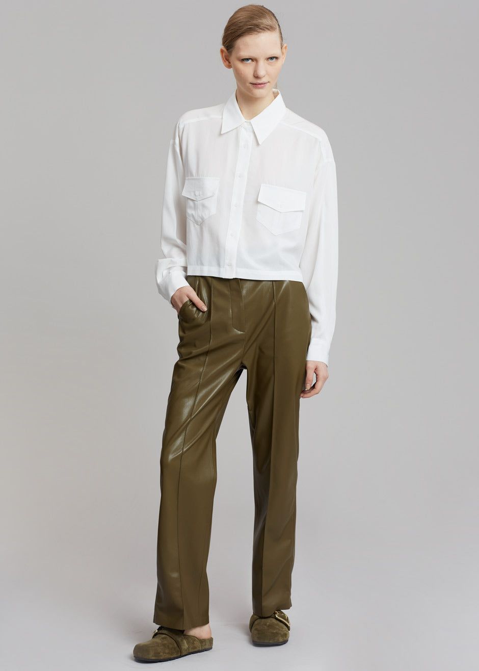 Nanushka Lucee Vegan Leather Pants - Olive sold by Frankie Shop product image thumbnail 6