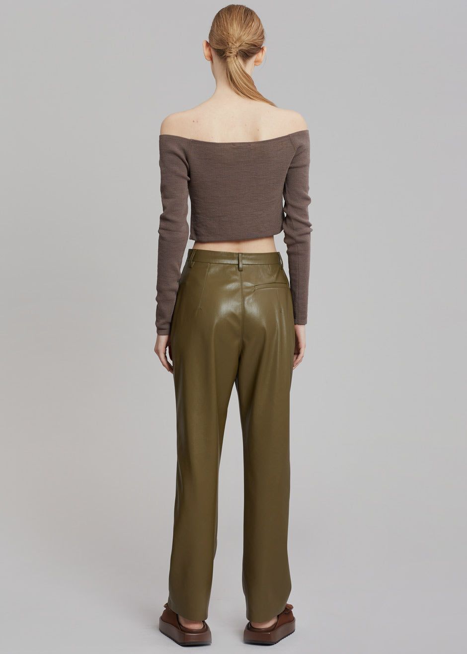 Nanushka Lucee Vegan Leather Pants - Olive sold by Frankie Shop product image thumbnail 8