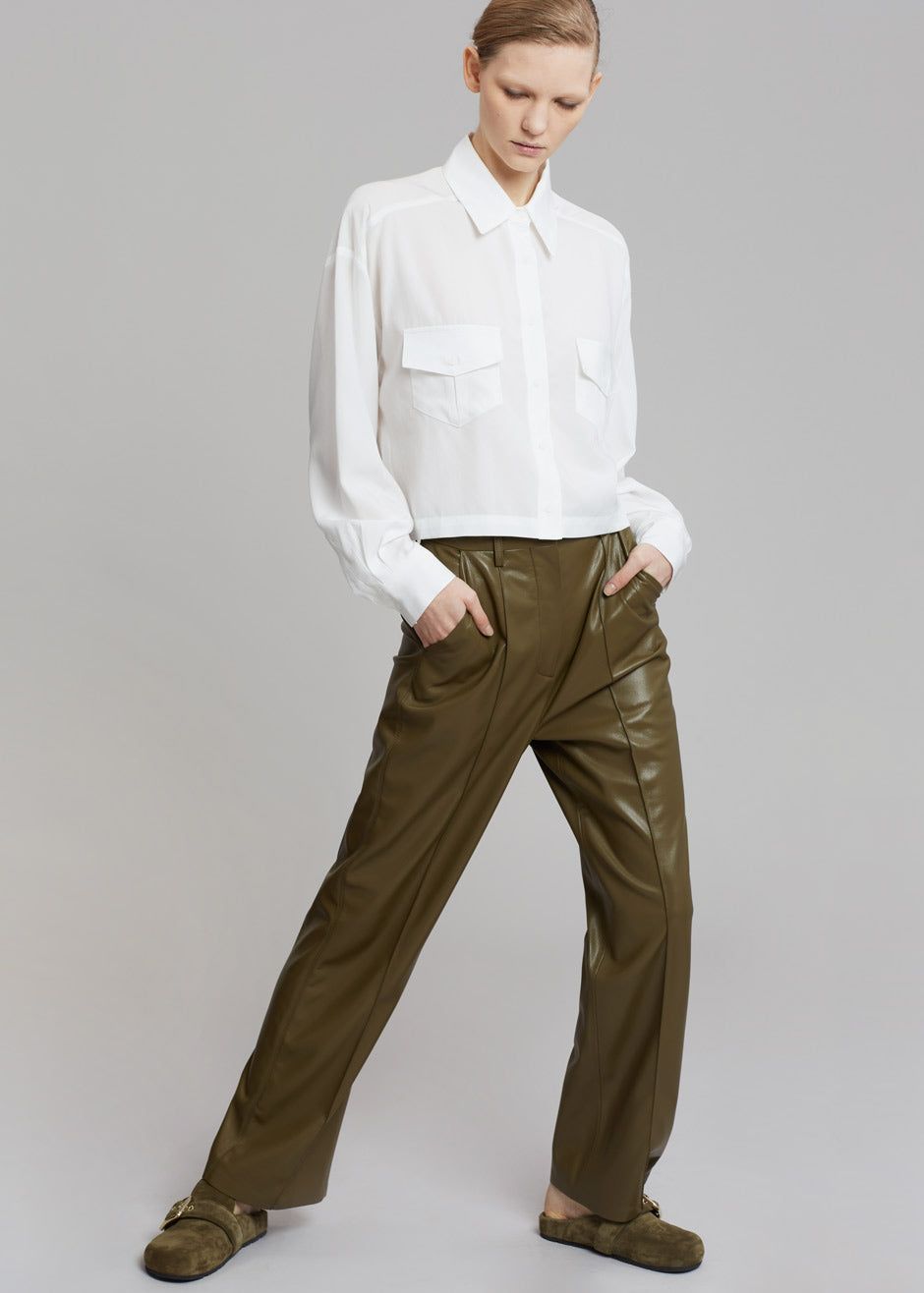 Nanushka Lucee Vegan Leather Pants - Olive sold by Frankie Shop product image thumbnail 5