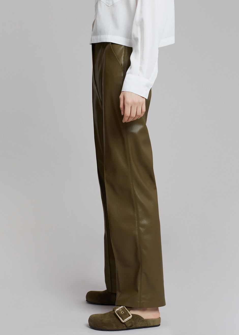 Nanushka Lucee Vegan Leather Pants - Olive sold by Frankie Shop product image thumbnail 4