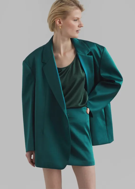 Jo Satin Mini Skirt - Deep Teal sold by Frankie Shop