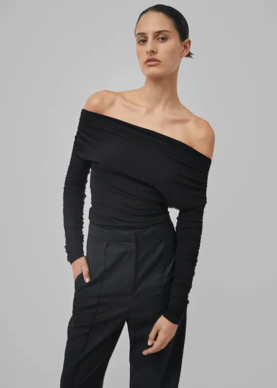 Beare Park Sheer LS Glove Top - Black sold by Frankie Shop