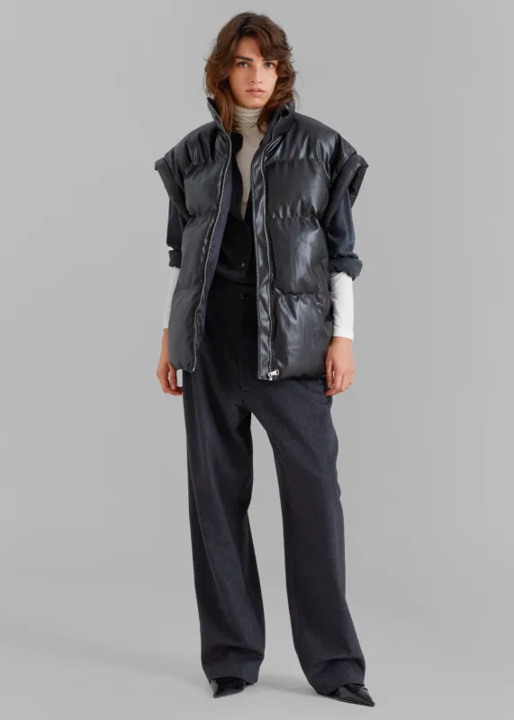 Seray Faux Leather Puffer Vest - Black made by Frankie Shop