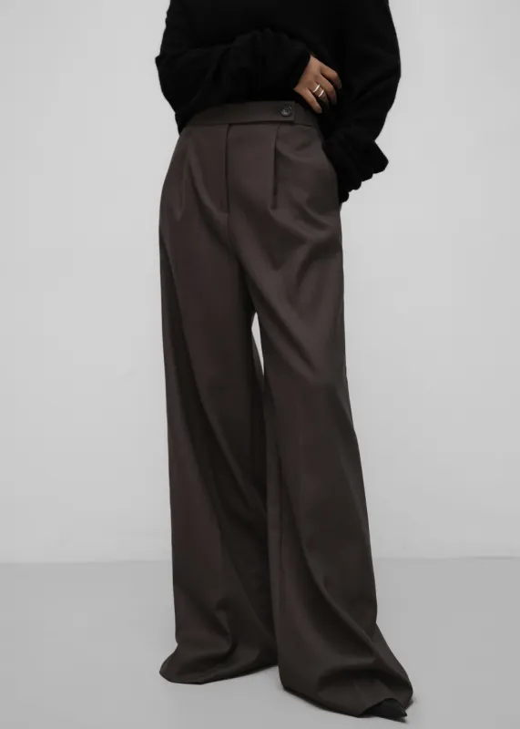 Kamila Wide Leg Trousers - Brown sold by Frankie Shop