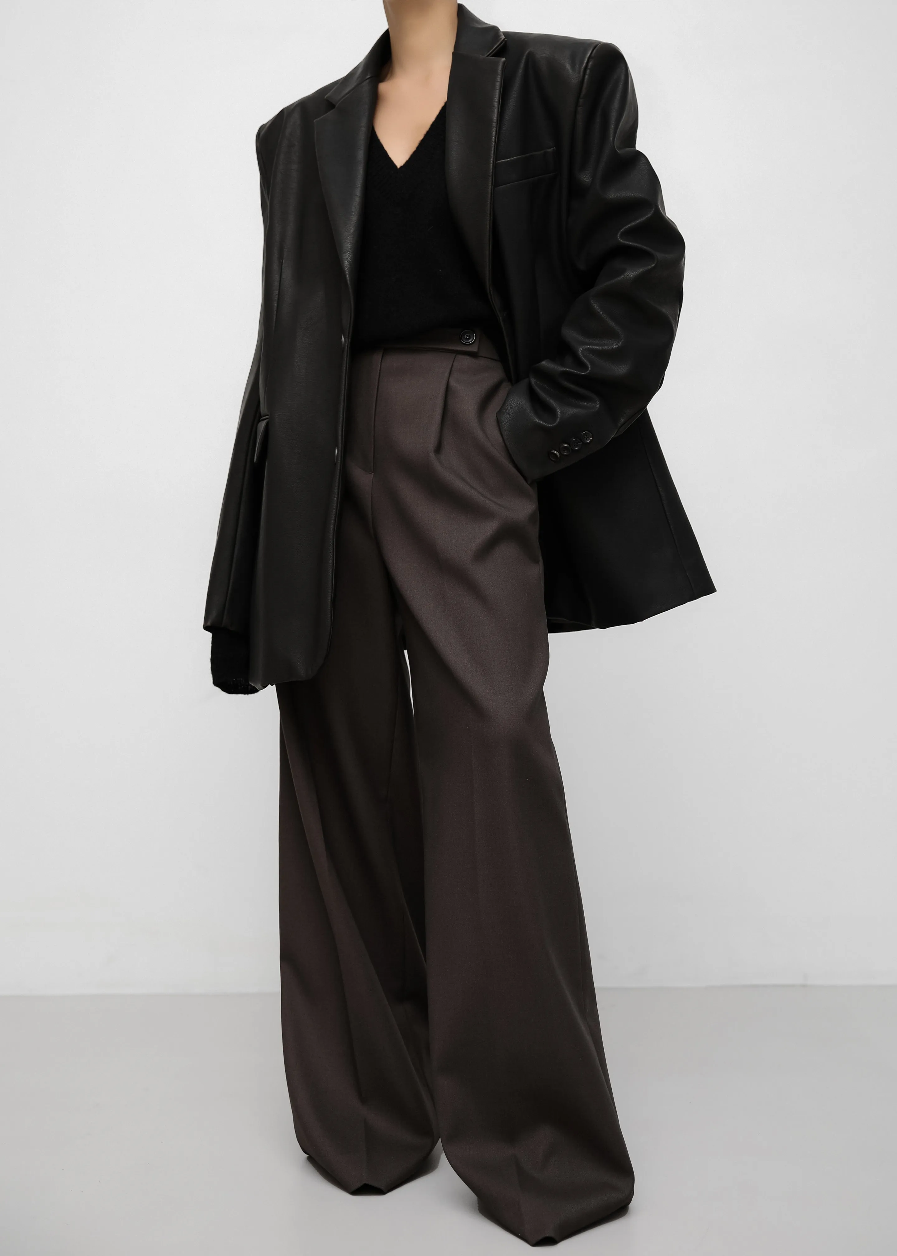 Kamila Wide Leg Trousers - Brown sold by Frankie Shop product image thumbnail 2