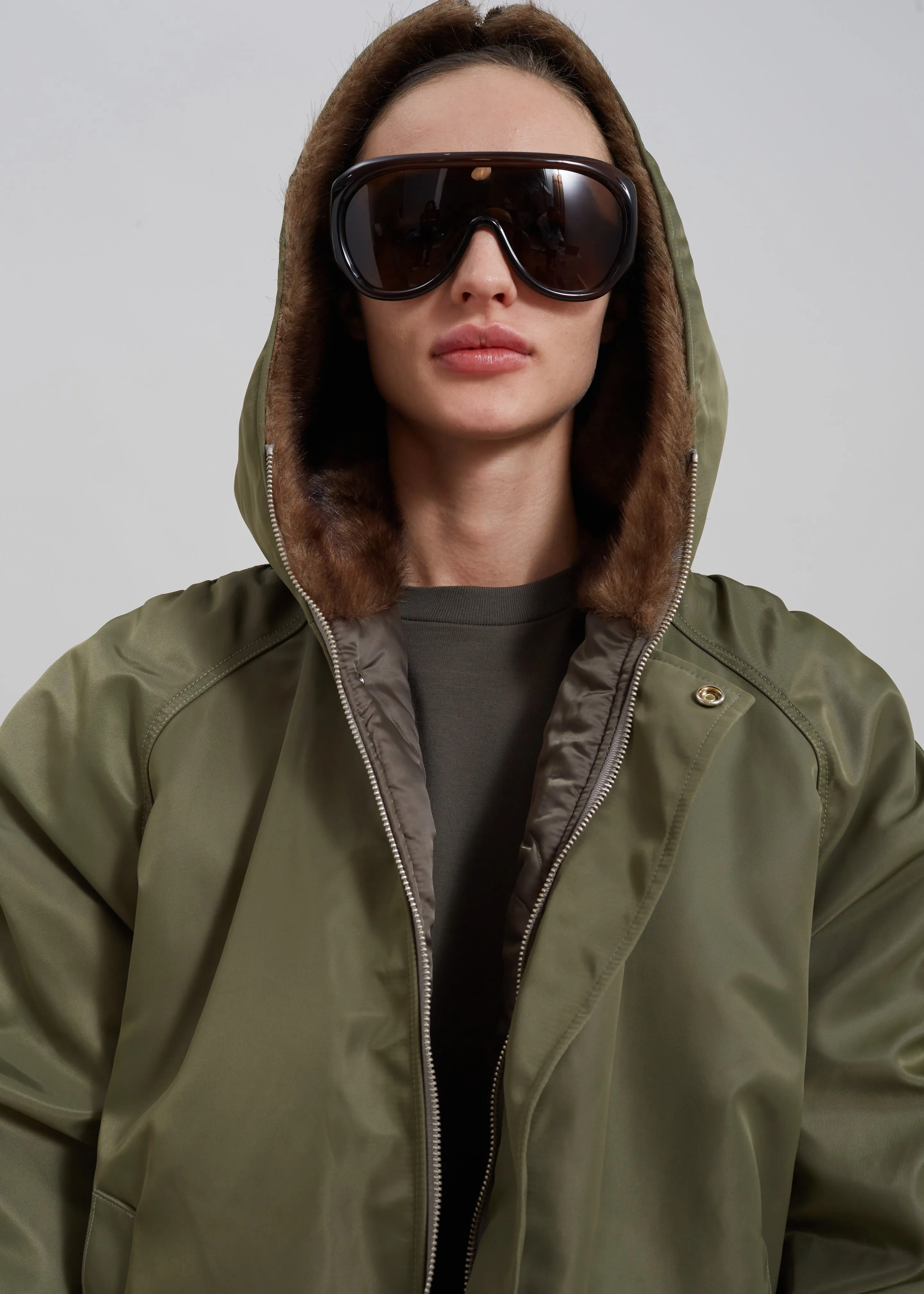 Hayden Faux Fur Bomber - Khaki sold by Frankie Shop product image thumbnail 3
