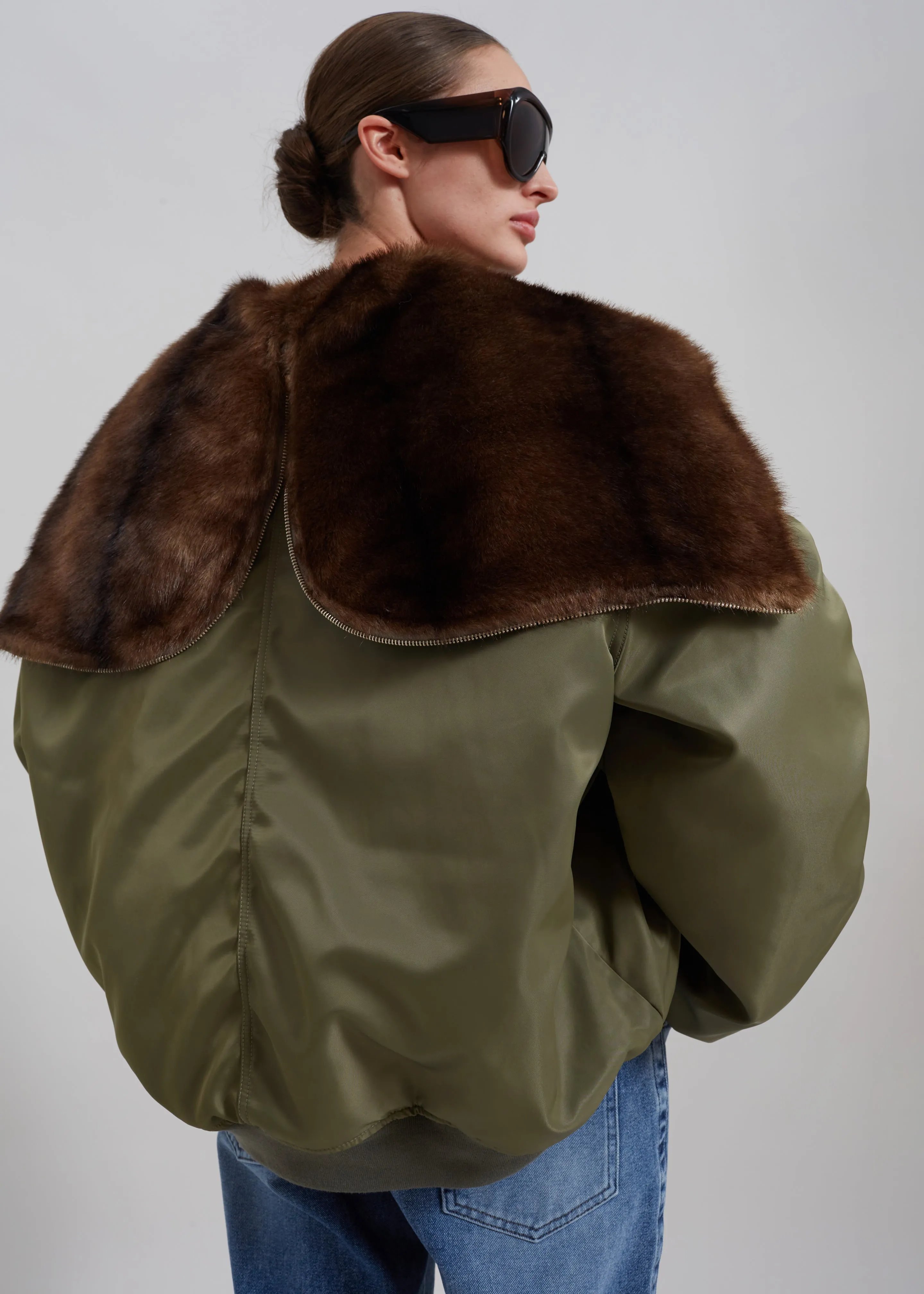 Hayden Faux Fur Bomber - Khaki sold by Frankie Shop product image thumbnail 2