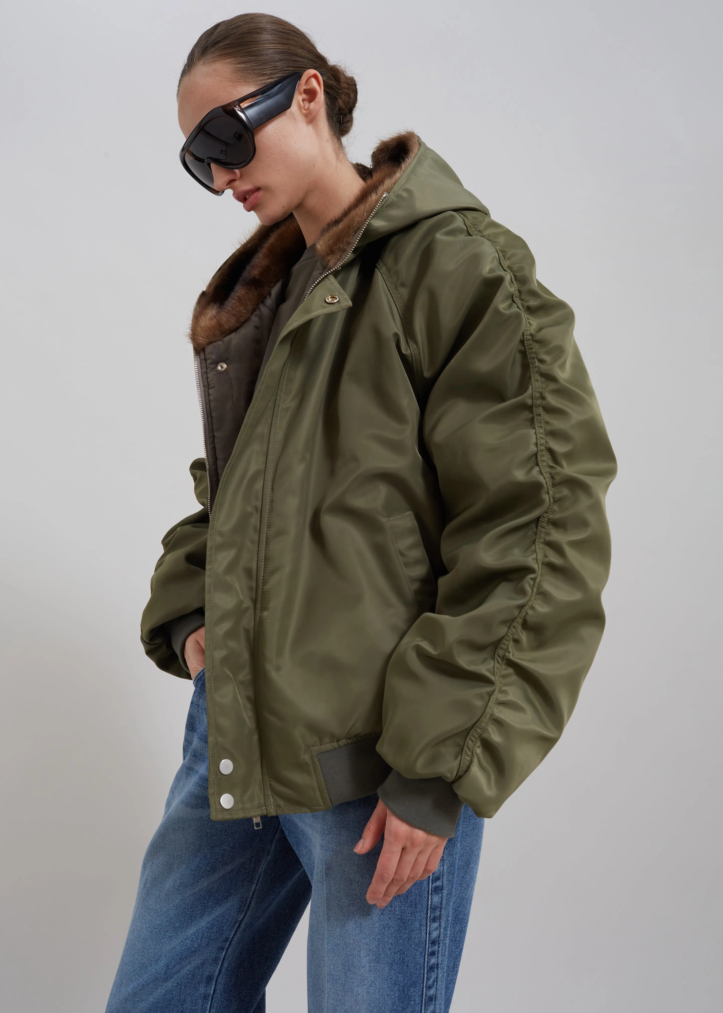 Hayden Faux Fur Bomber - Khaki sold by Frankie Shop product image thumbnail 5