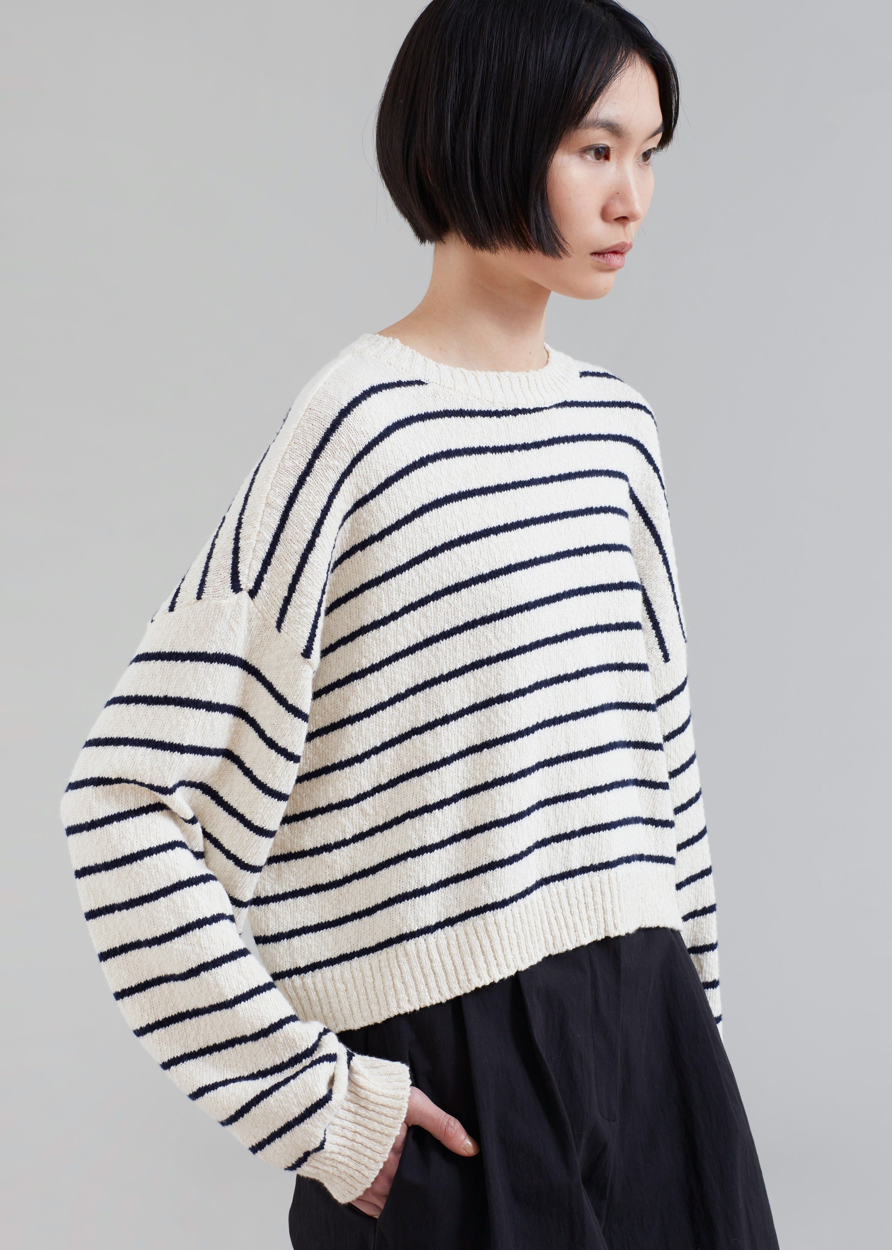Iona Boatneck Cream Sweater - Navy Stripe sold by Frankie Shop product image thumbnail 4
