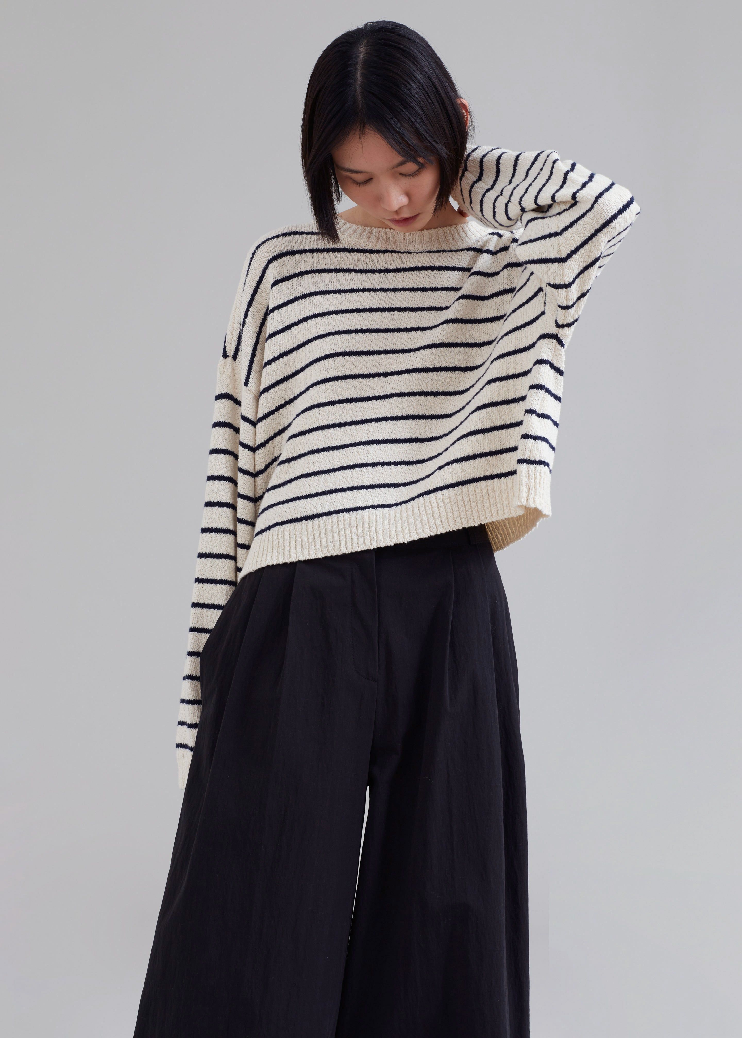 Iona Boatneck Cream Sweater - Navy Stripe sold by Frankie Shop product image thumbnail 3