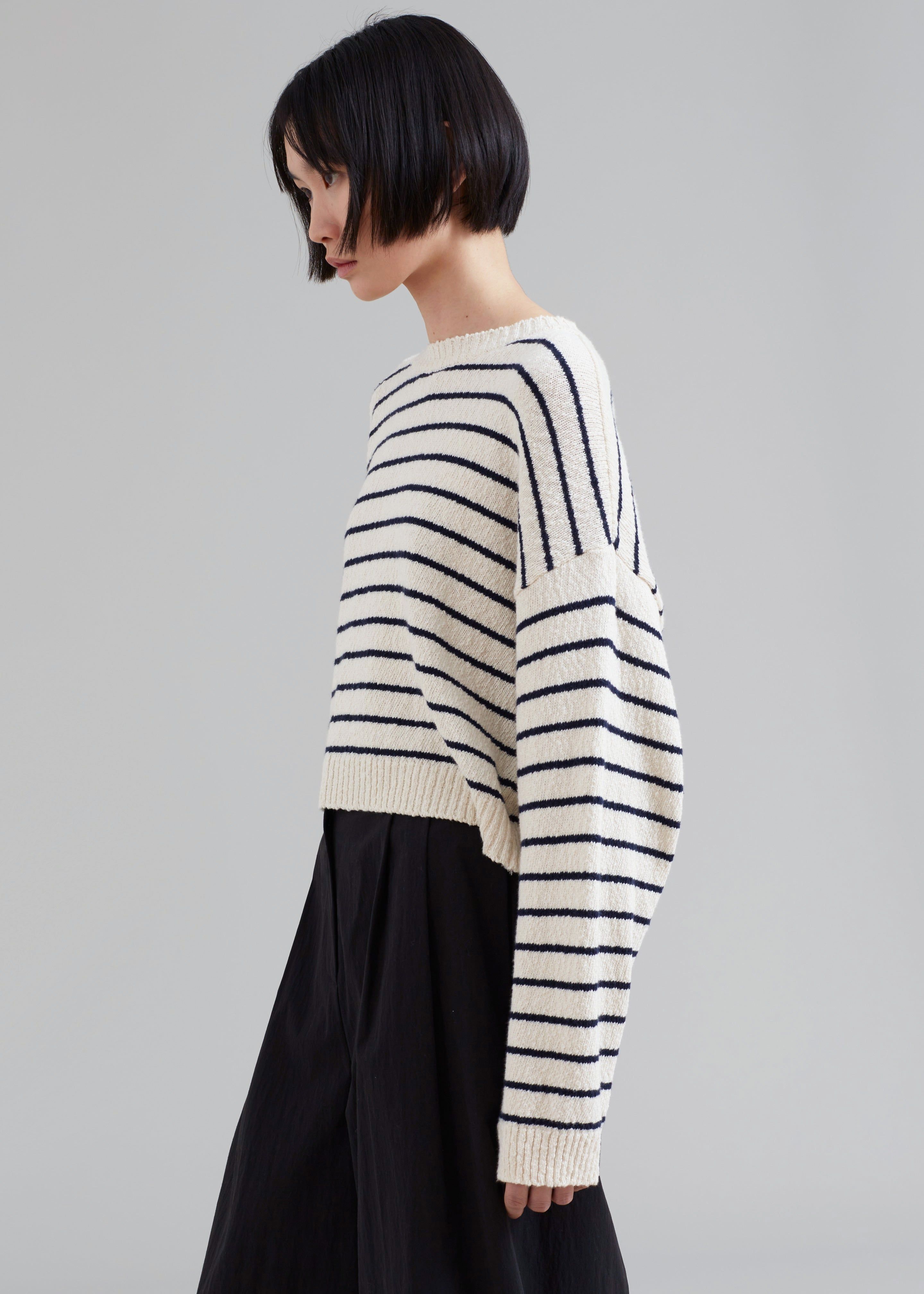 Iona Boatneck Cream Sweater - Navy Stripe sold by Frankie Shop